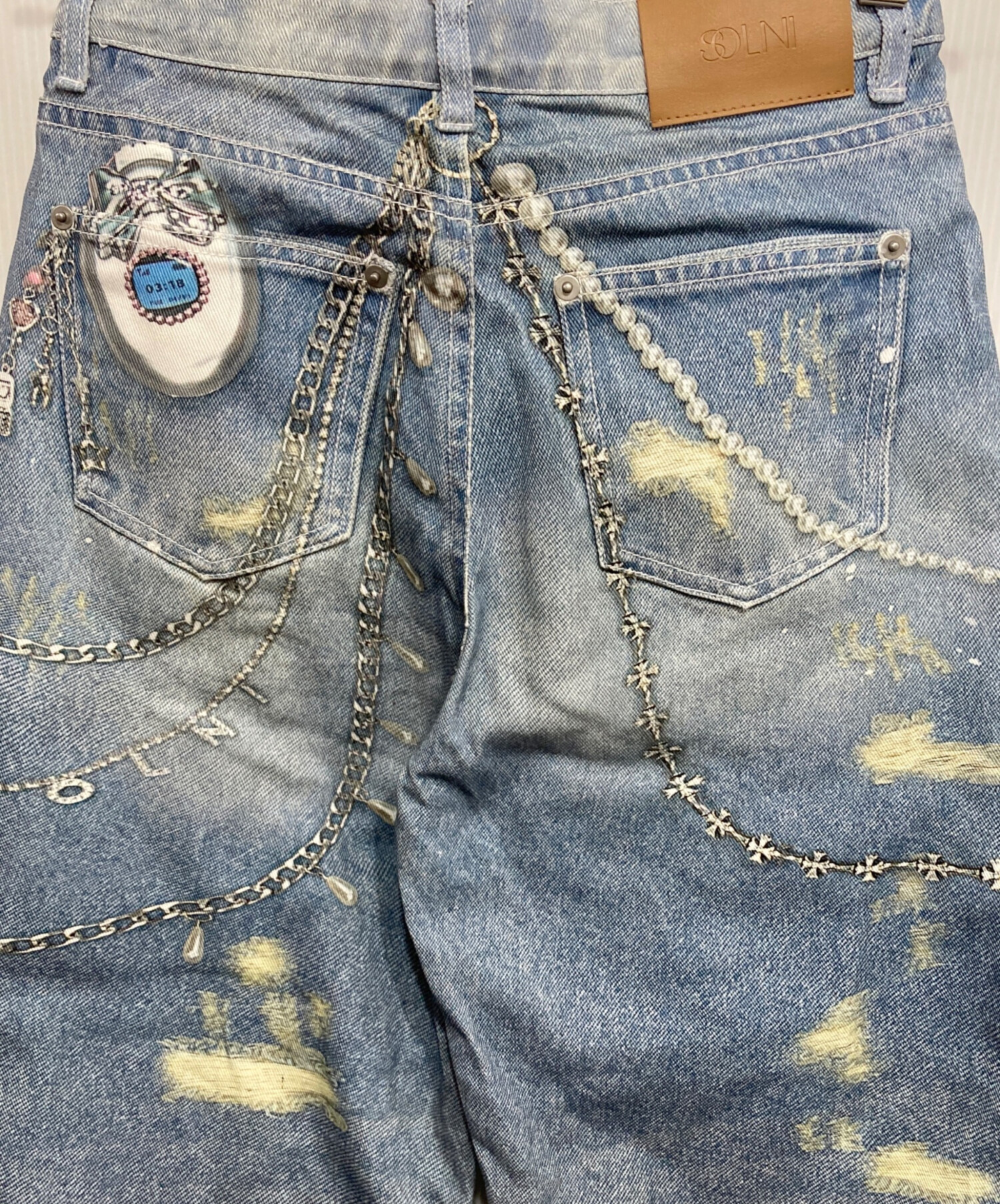 中古・古着通販】solni (solni) Printed wide leg Denim/プリント
