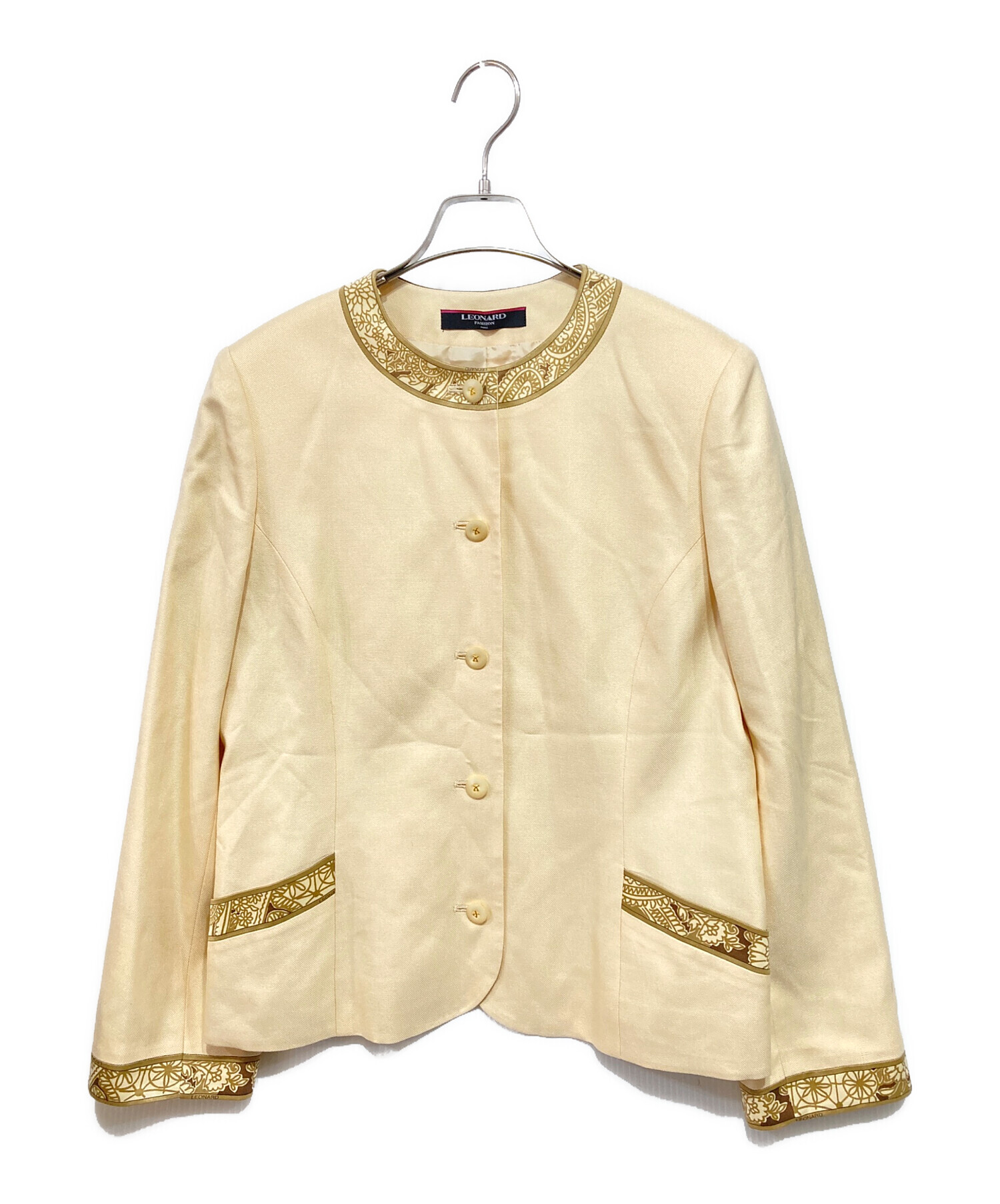 中古・古着通販】LEONARD (レオナール) ノーカラージャケット ベージュ