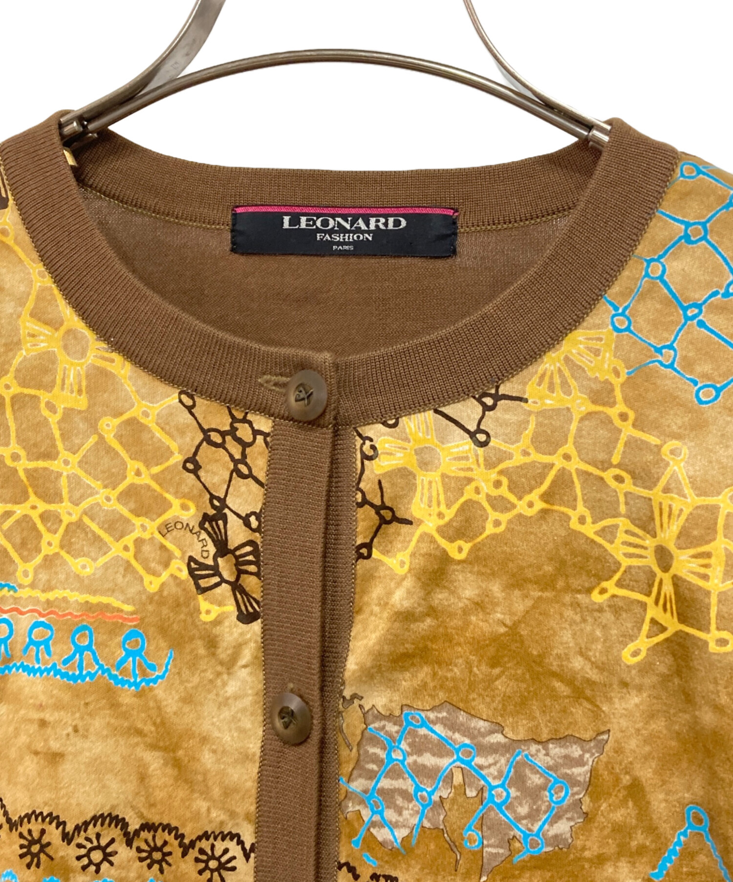 中古・古着通販】LEONARD (レオナール) プリントカーディガン ベージュ