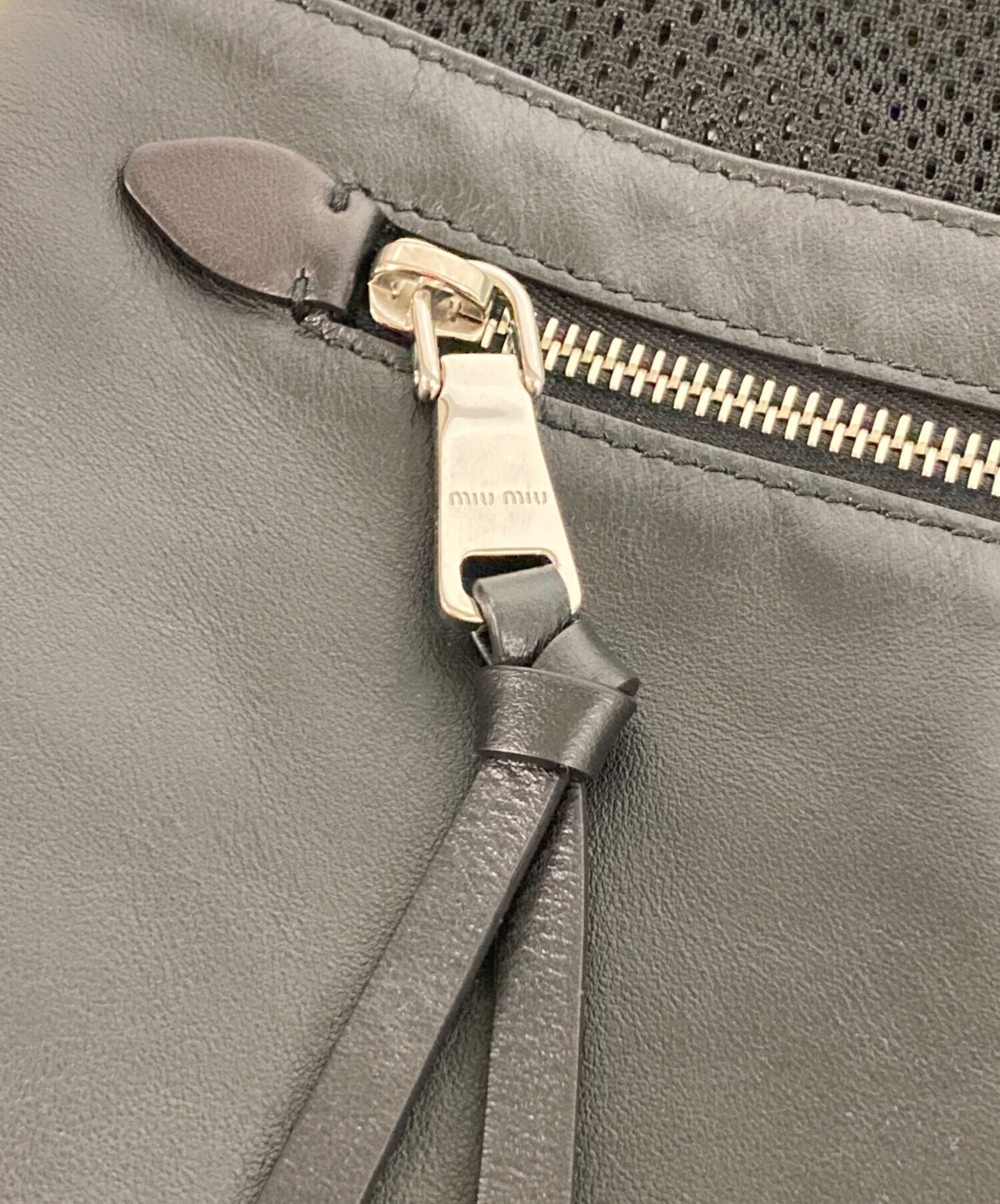 中古・古着通販】MIU MIU (ミュウミュウ) ナイロンレザーメッシュ