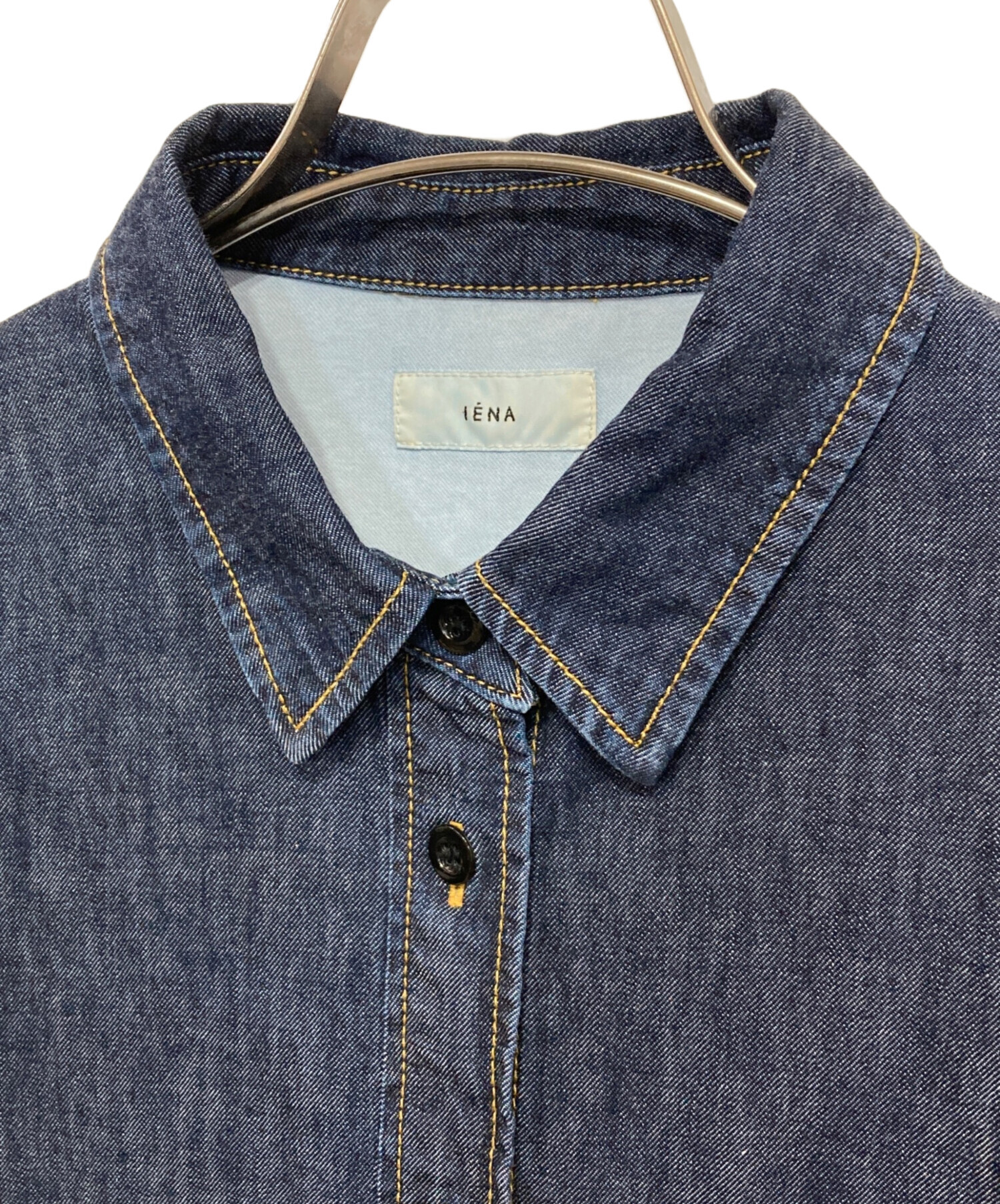 イエナ IENA デニムシャツ ダメージ加工 インディゴ染y46 中古・古着通販】IENA (イエナ) ライトデニムシャツ インディゴ サイズ