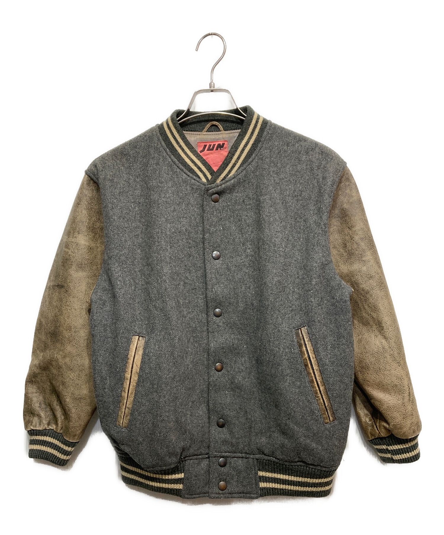 中古・古着通販】JUN MEN (ジュンメン) レザー切替スタジャン グレー