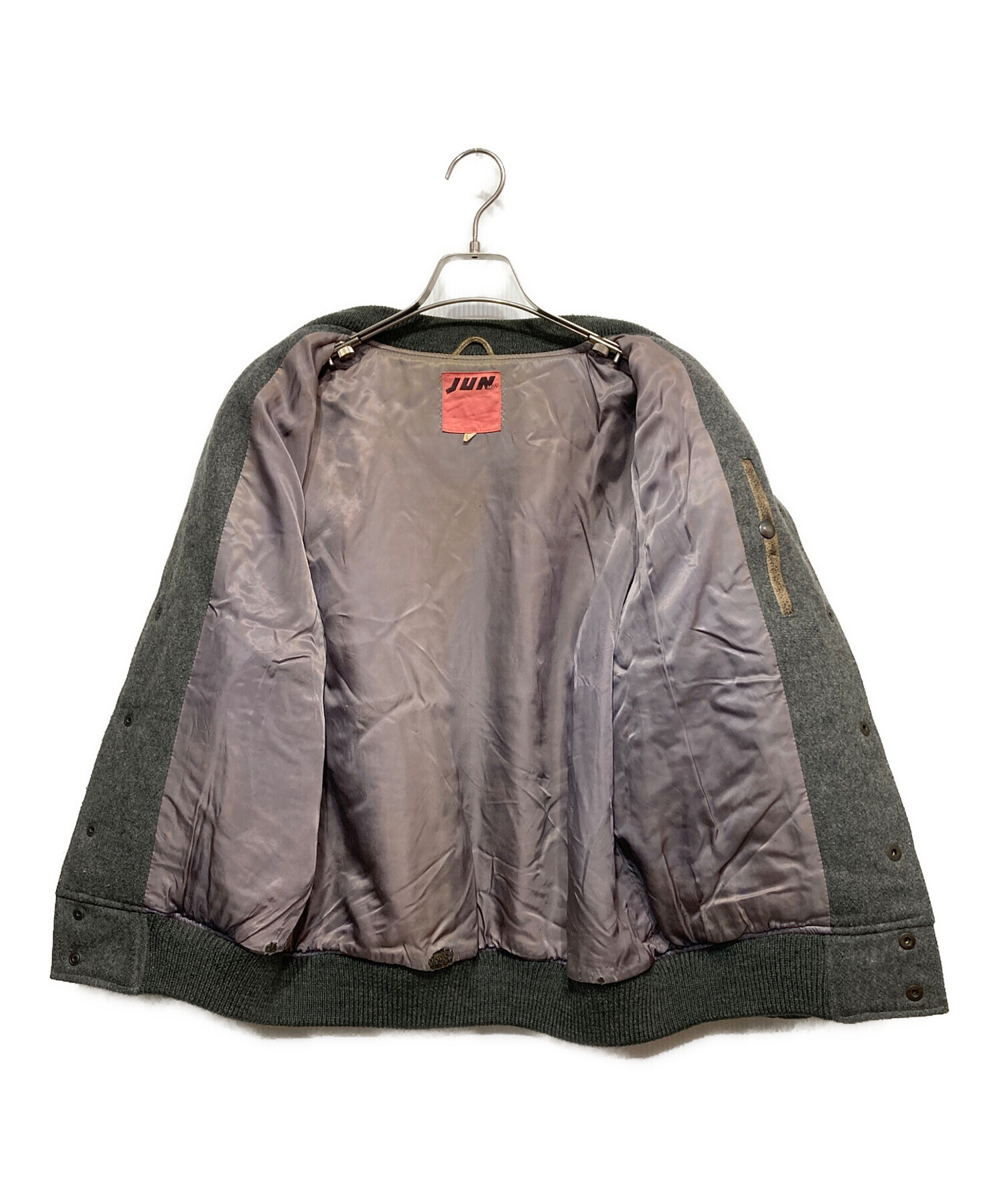 中古・古着通販】JUN MEN (ジュンメン) レザー切替スタジャン グレー