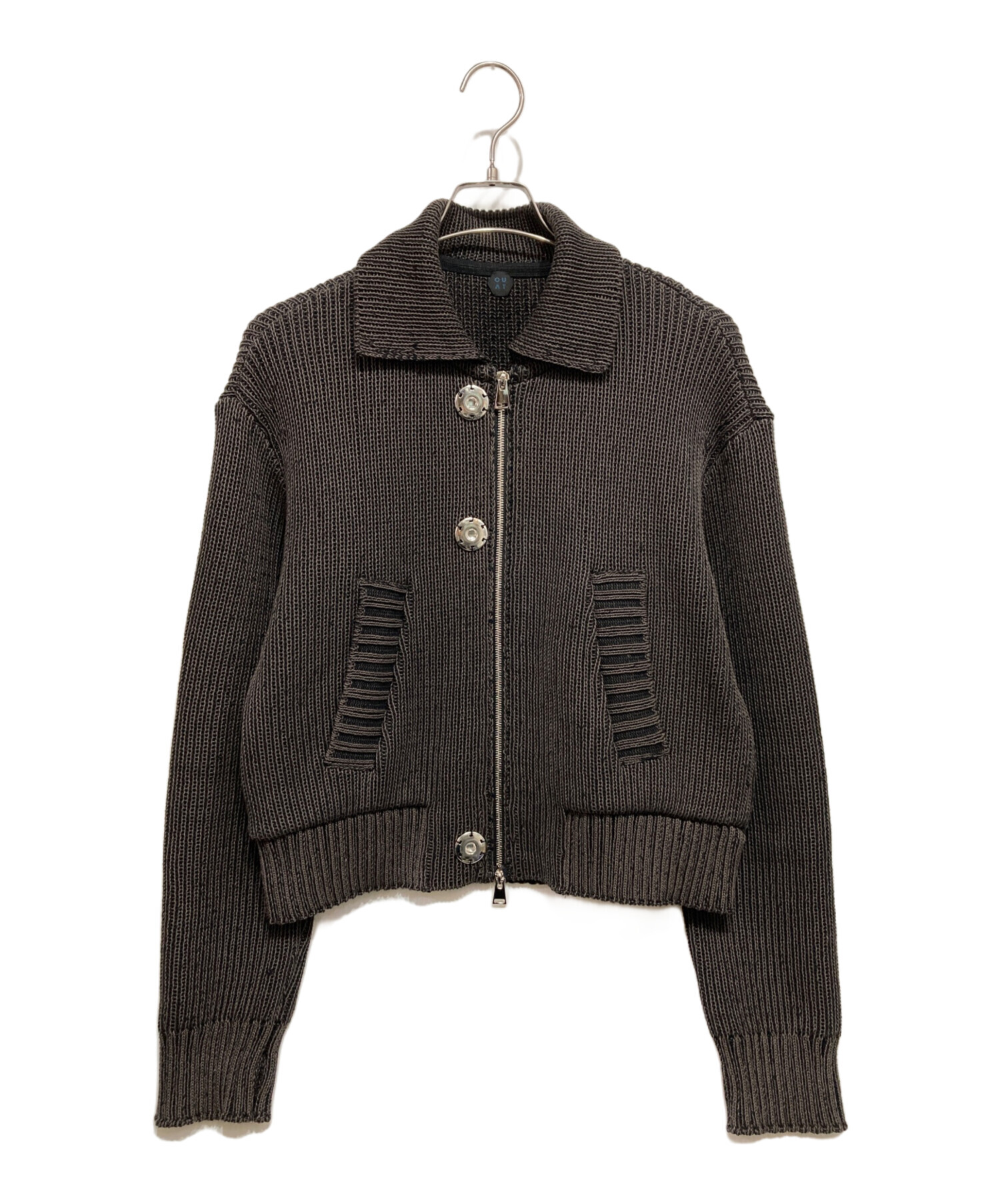 中古・古着通販】OUAT (オーユーエーティー) META ZIP KNIT ブラック