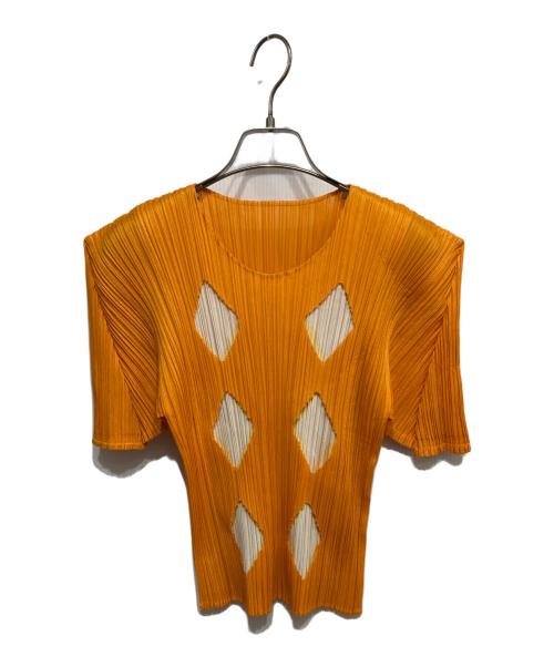 Pleats pleaseオレンジと黒のブラウス 中古・古着通販】PLEATS PLEASE (プリーツプリーズ) プリーツ