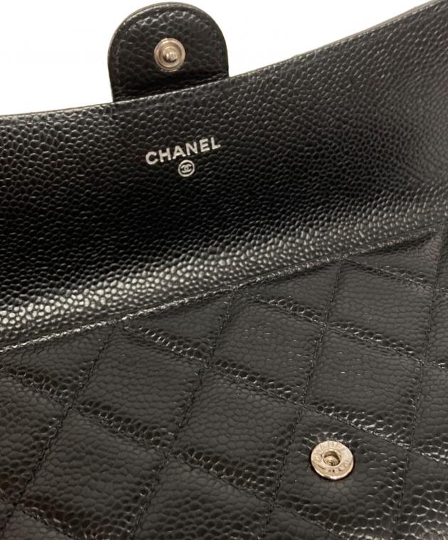 中古・古着通販】CHANEL (シャネル) キャビアスキンフラップウォレット