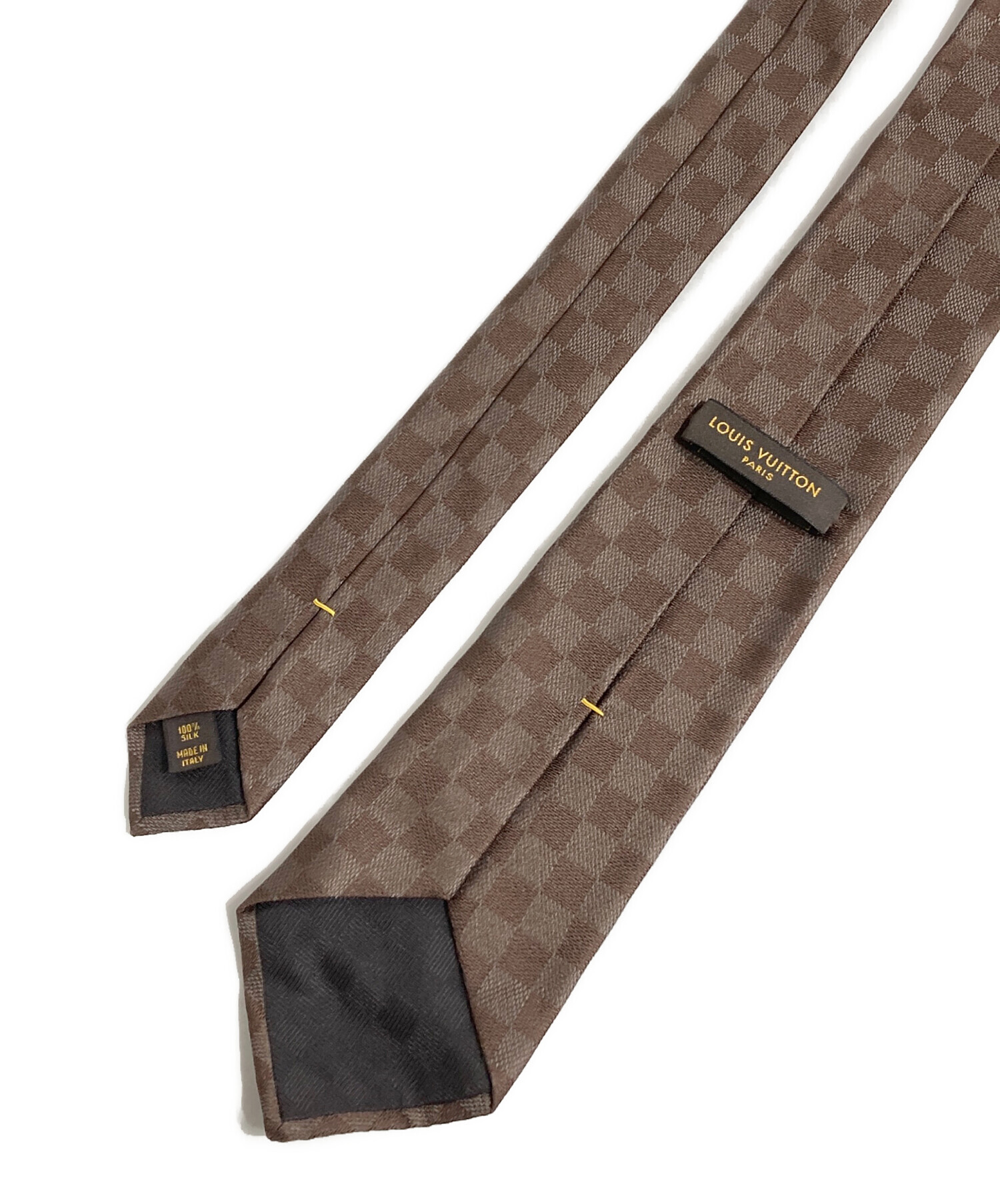 みな　LOUIS VUITTON ダミエ　ネクタイ　ブラウン 中古・古着通販】LOUIS VUITTON (ルイ ヴィトン) ダミエ柄ネクタイ