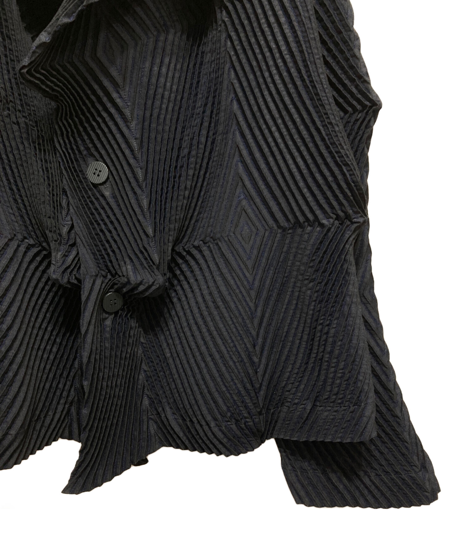 イッセイミヤケ　3Dスチームストレッチ　ドッキング　プリーツジャケット　紺　M 中古・古着通販】ISSEY MIYAKE (イッセイミヤケ) 3D steam stretch