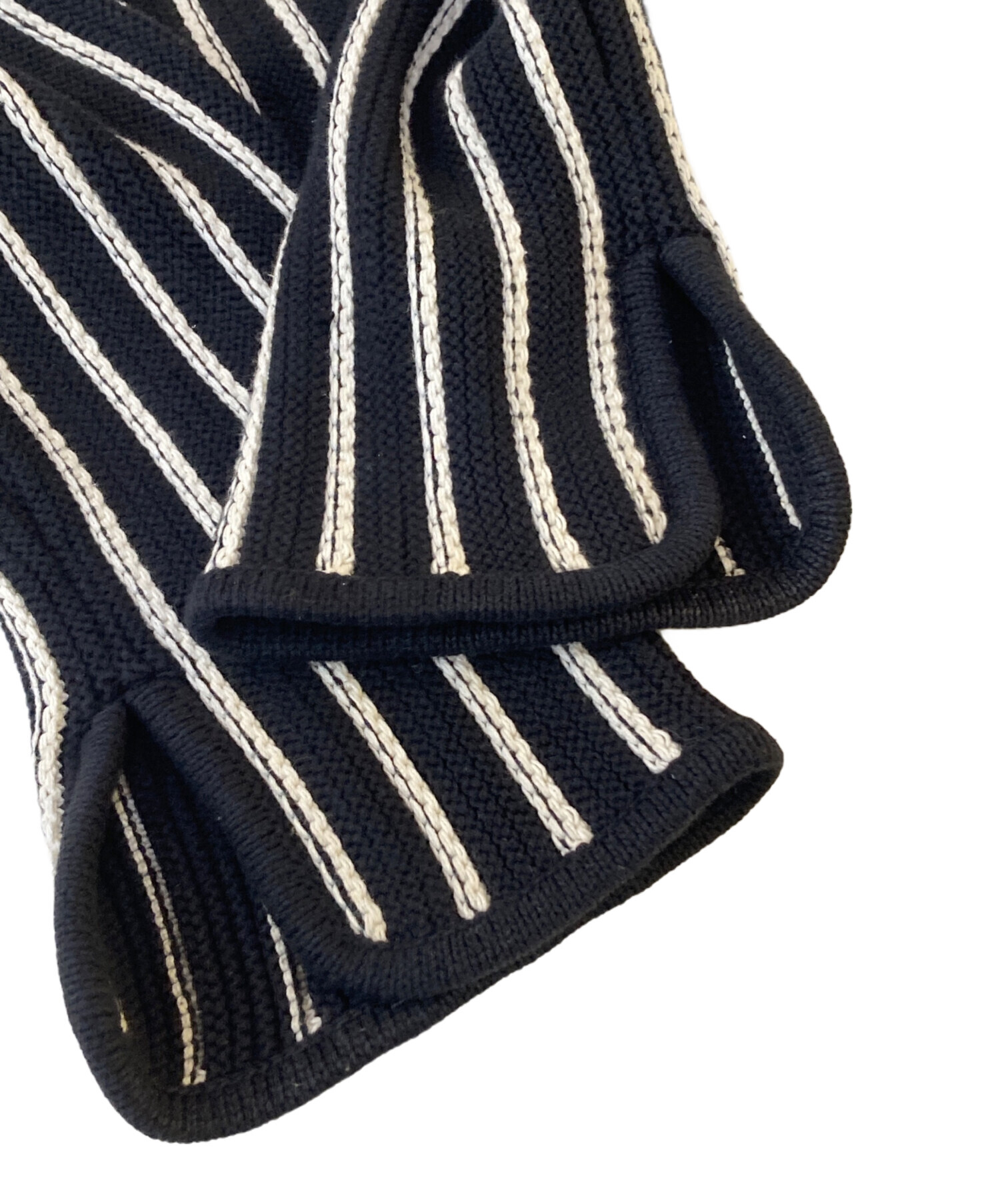 アメリ 中古・古着通販】AMERI (アメリ) STRIPE SHORT KNIT CARDIGAN ブラック