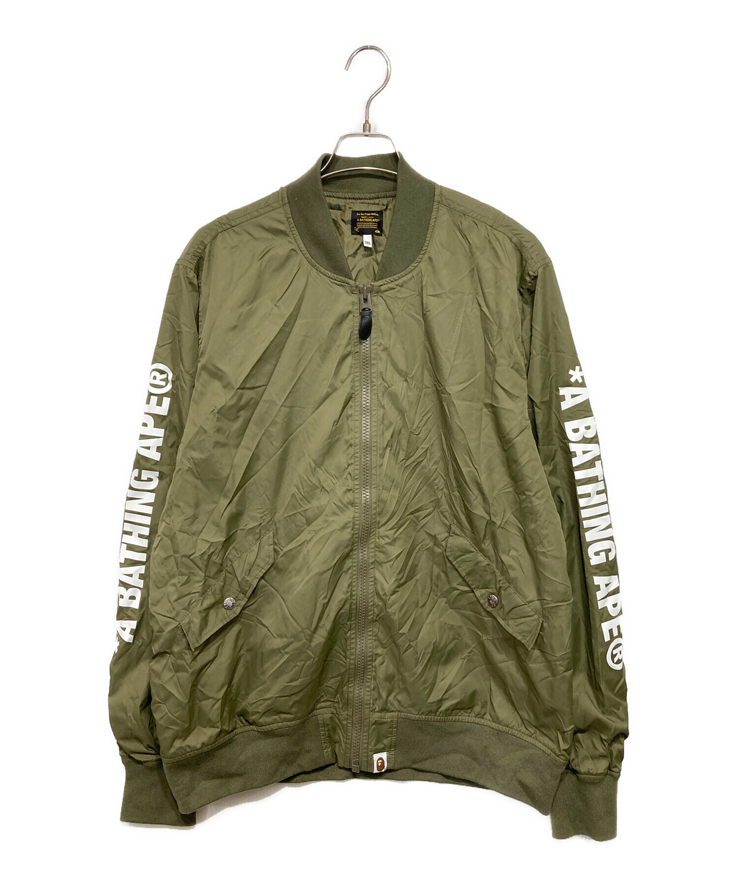 A BATHING APE MA-1ジャケット オリーブグリーン 中古・古着通販】A BATHING APE (ア ベイシング エイプ) ナイロンMA-1