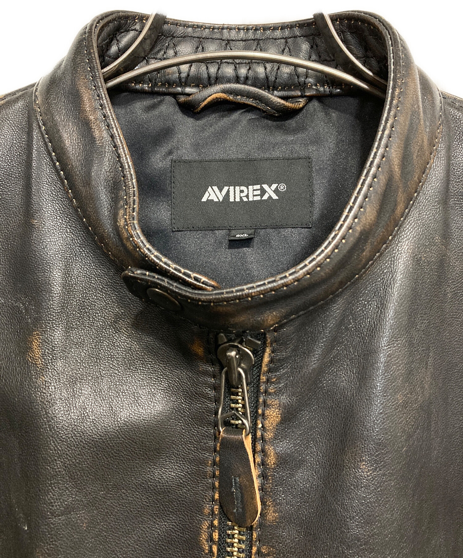 中古・古着通販】AVIREX (アヴィレックス) AGED LEATHER SINGLE RIDERS