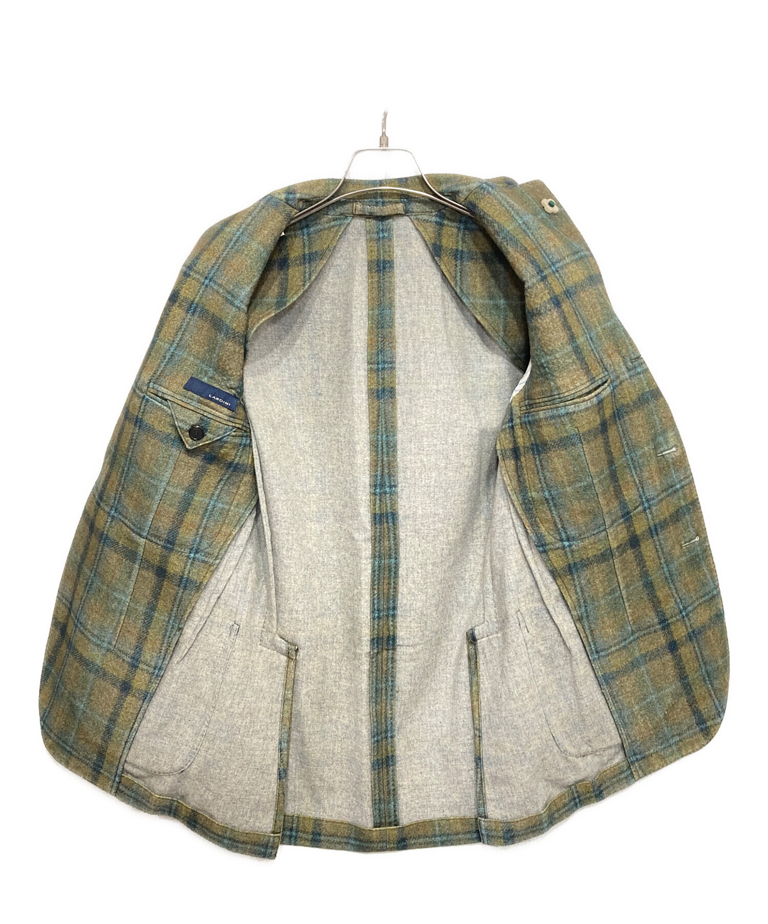 LARDINI グリーン系 チェック柄 テーラードジャケット 中古・古着通販】LARDINI (ラルディーニ) チェックウールテーラード
