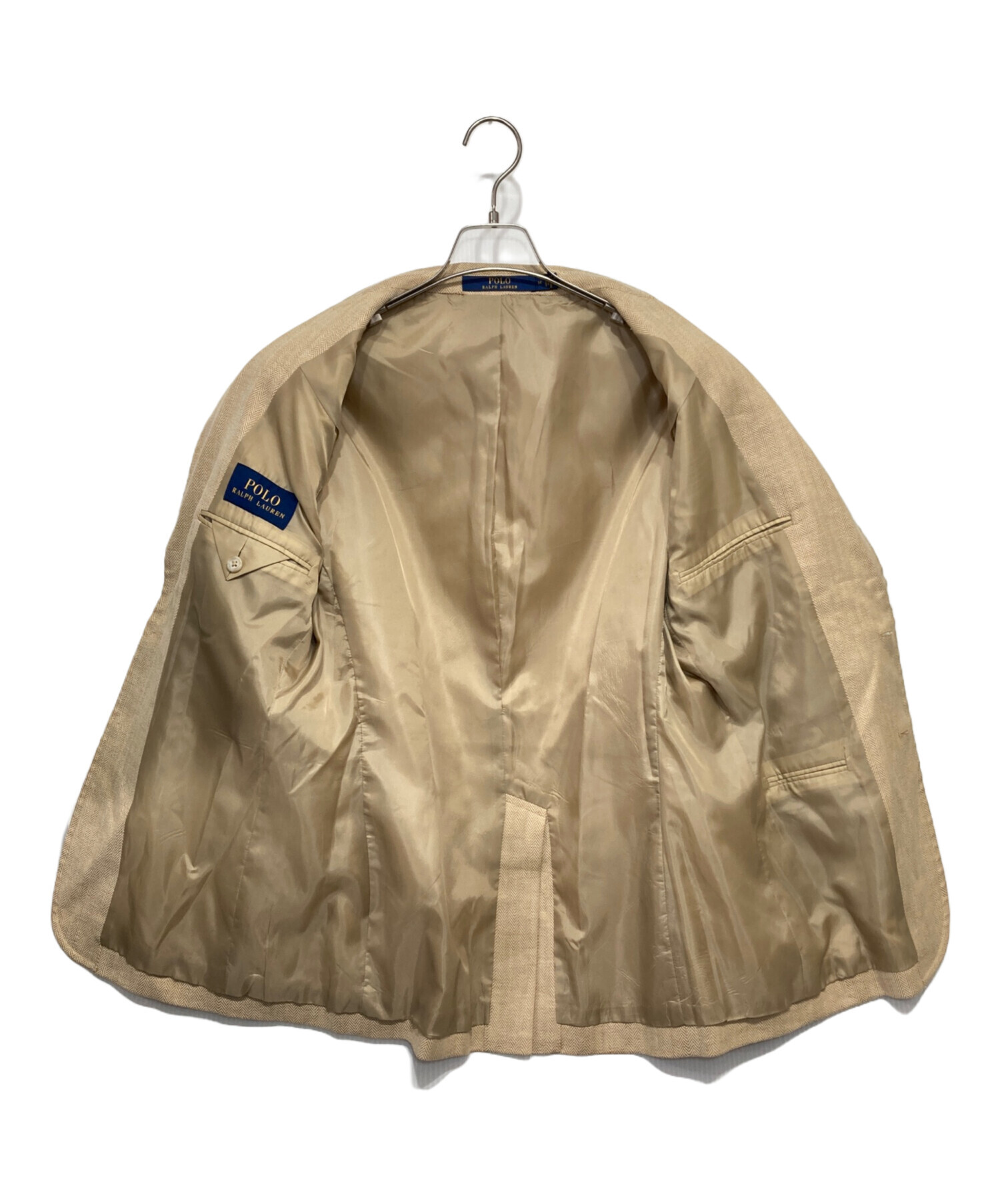 【美品】ラルフローレン テーラードジャケット リネン100 ベージュ Ralph Lauren ラルフローレン リネン テーラードジャケット レディース