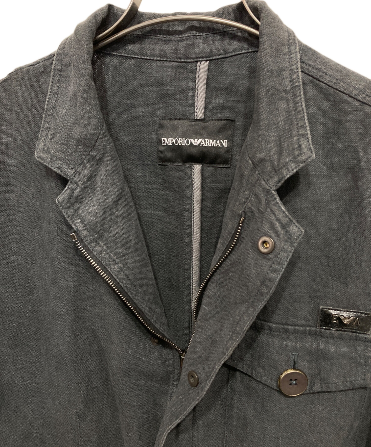 ARMANI アルマーニ リネン コットン ジャケット スタンドカラー 50 中古・古着通販】EMPORIO ARMANI (エンポリオ アルマーニ) リネン