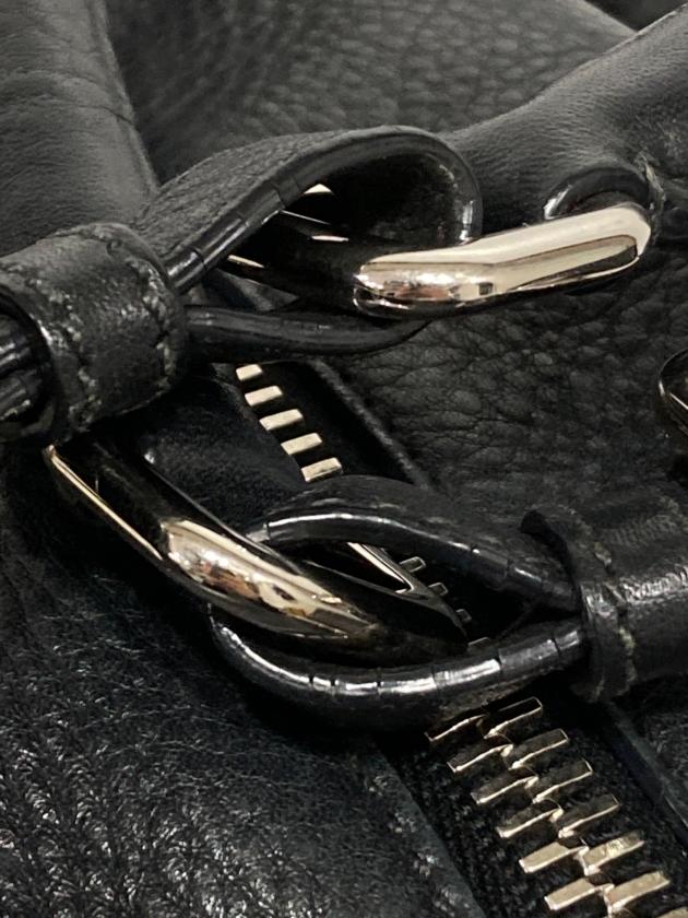 中古・古着通販】PRADA (プラダ) レザーロゴハンドバッグ ブラック