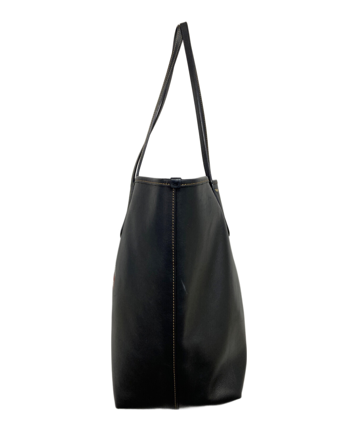 【未使用】COACH コーチ カバン　ブラック　レザー 中古・古着通販】COACH (コーチ) プリントレザートートバッグ ブラック