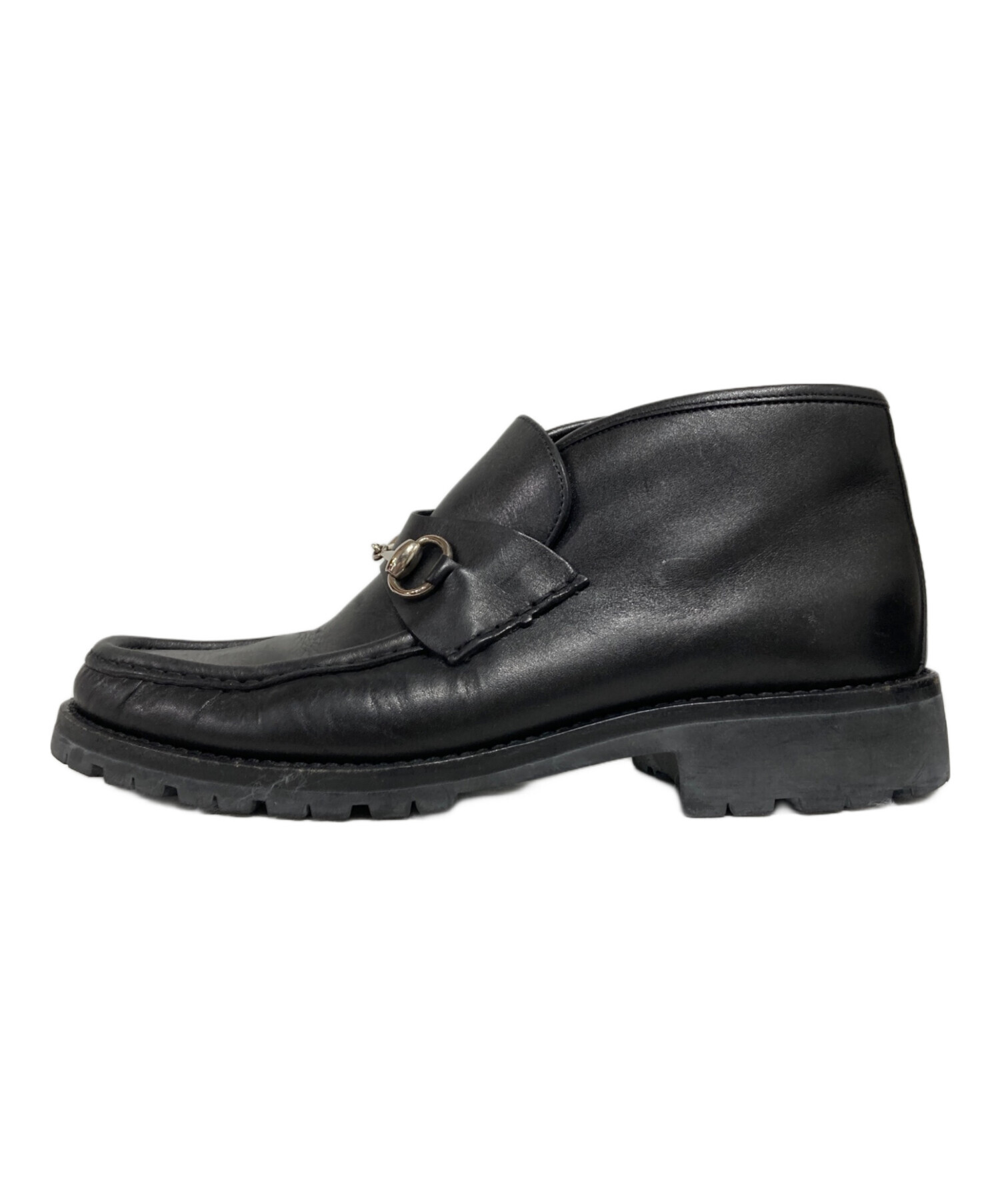 中古・古着通販】GUCCI (グッチ) ホースビットチャッカブーツ ブラック