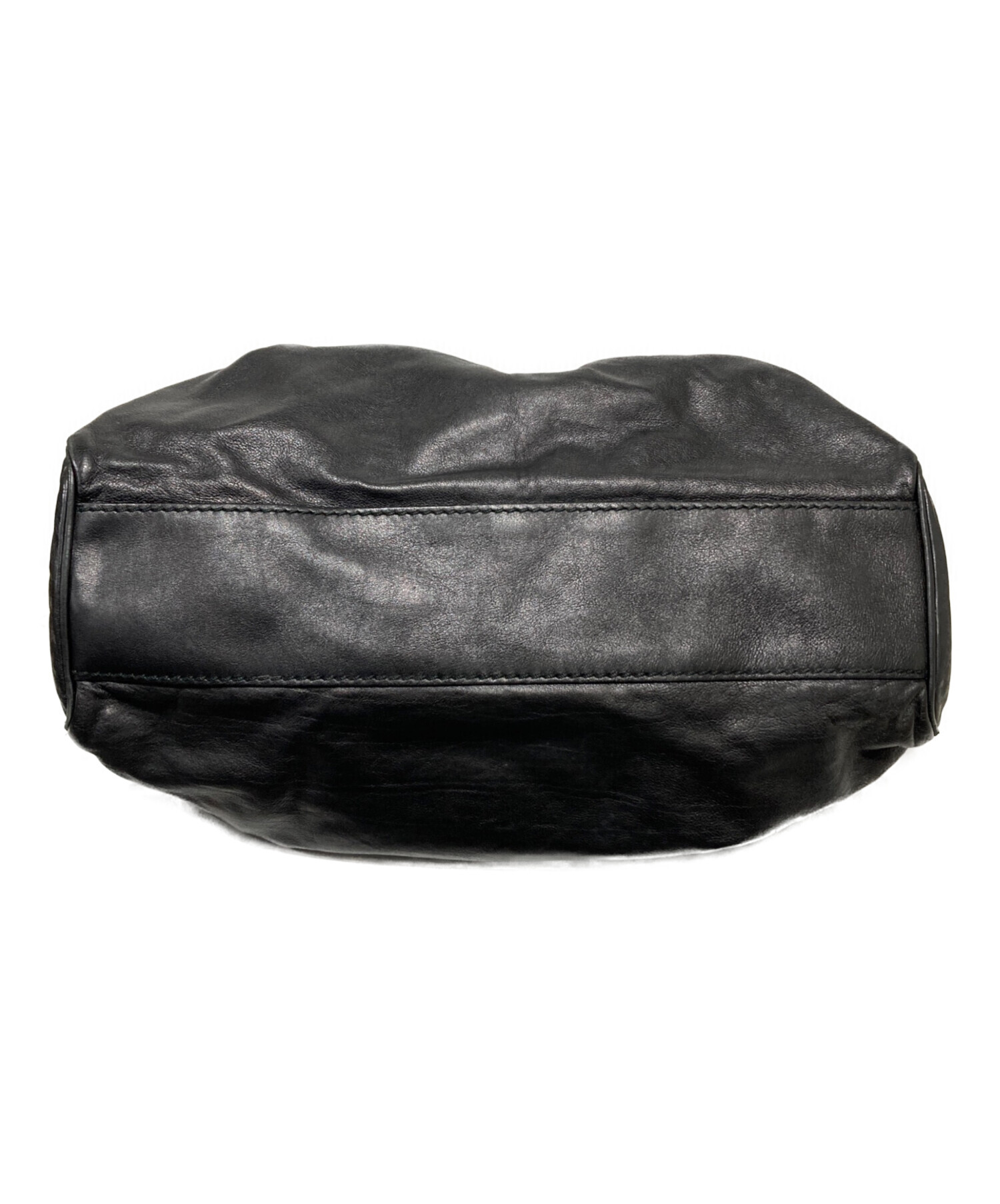 中古・古着通販】GUCCI (グッチ) レザースキーハンドバッグ ブラック