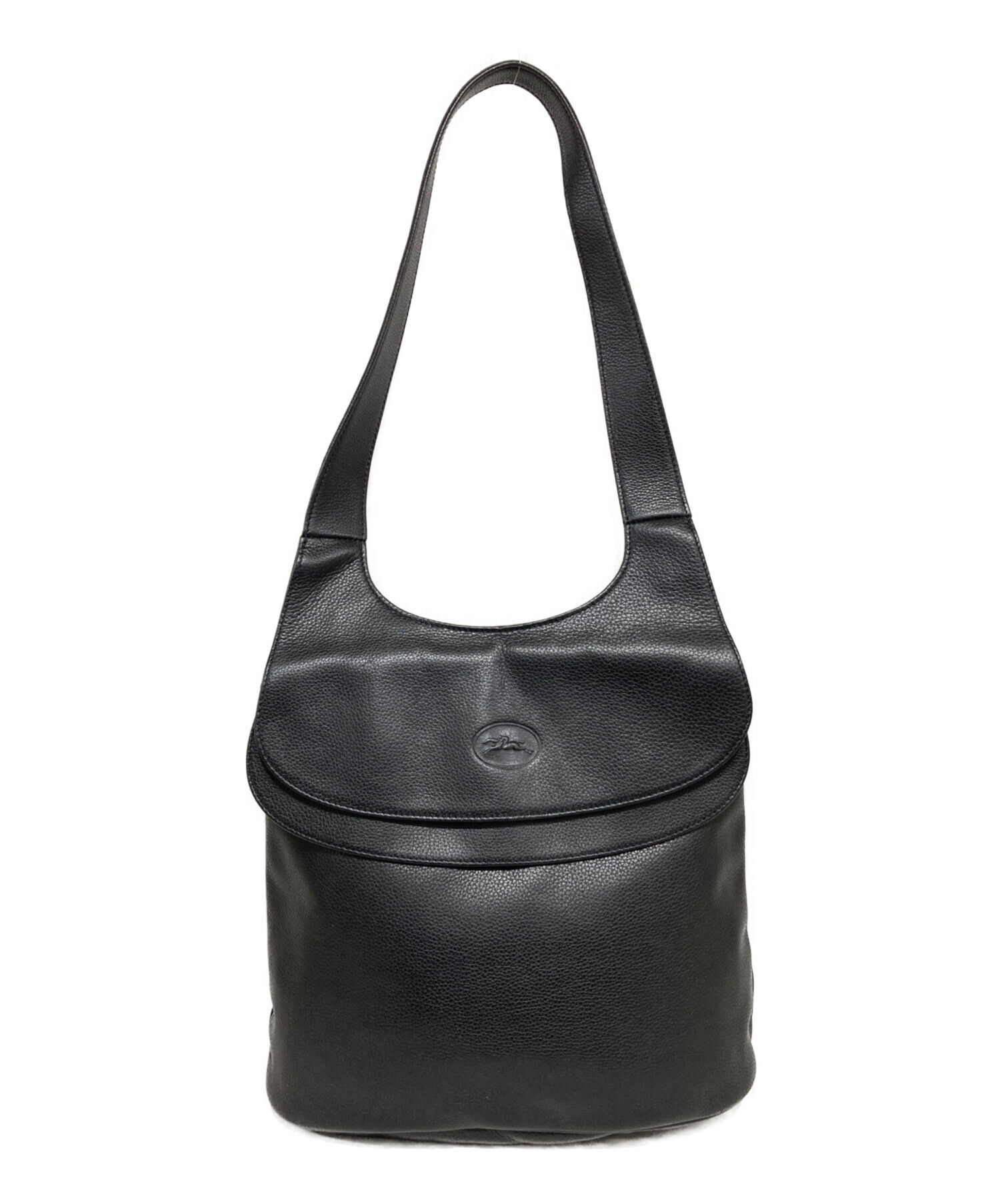 中古・古着通販】LONGCHAMP (ロンシャン) レザーハンドバッグ ブラック 