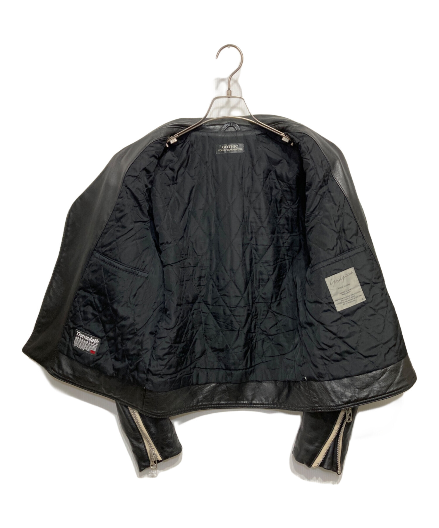 Yohji Yamamoto カウレザー　クロプッドライダースジャケット 中古・古着通販】Yohji Yamamoto pour homme (ヨウジヤマモト