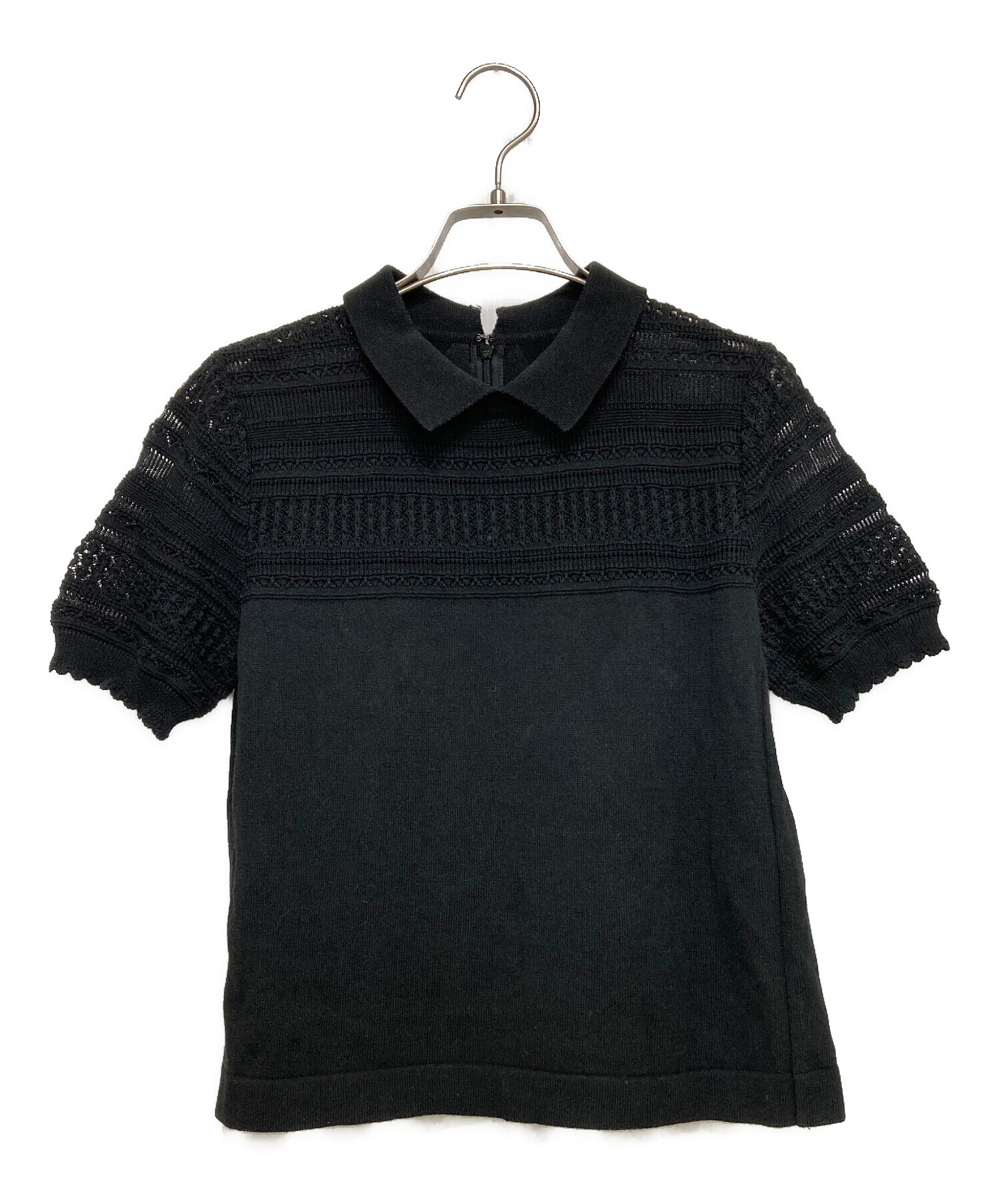 K★Ｙ★A★Y プロフィール一読下さい様ブラックニット 中古・古着通販】ANAYI (アナイ) 半袖ニットポロシャツ ブラック