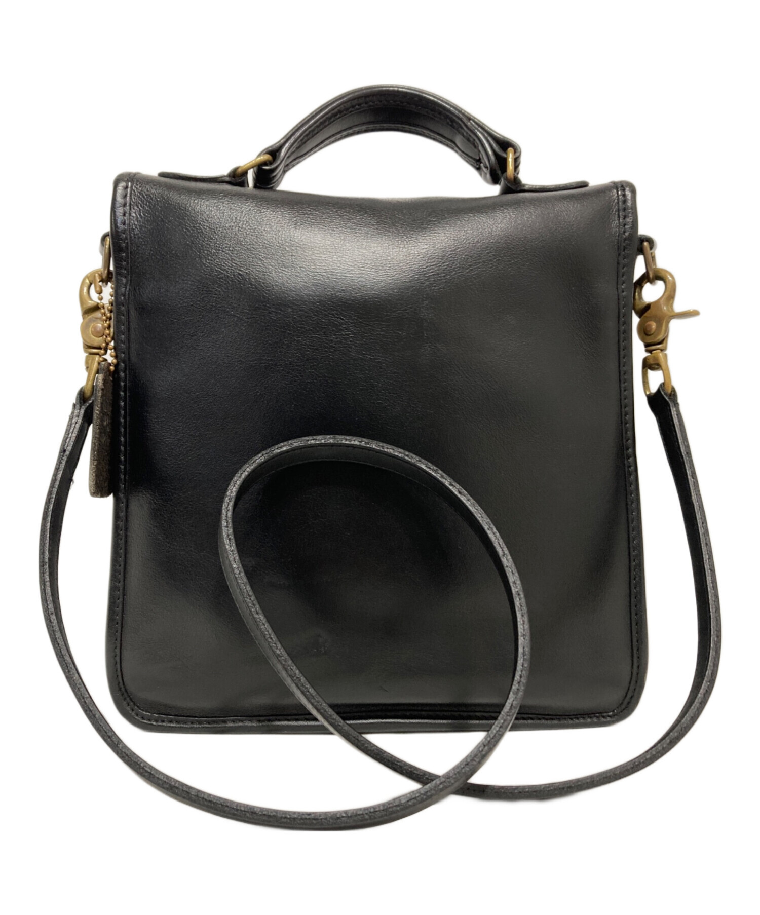 中古・古着通販】COACH (コーチ) レザーショルダーバッグ ブラック