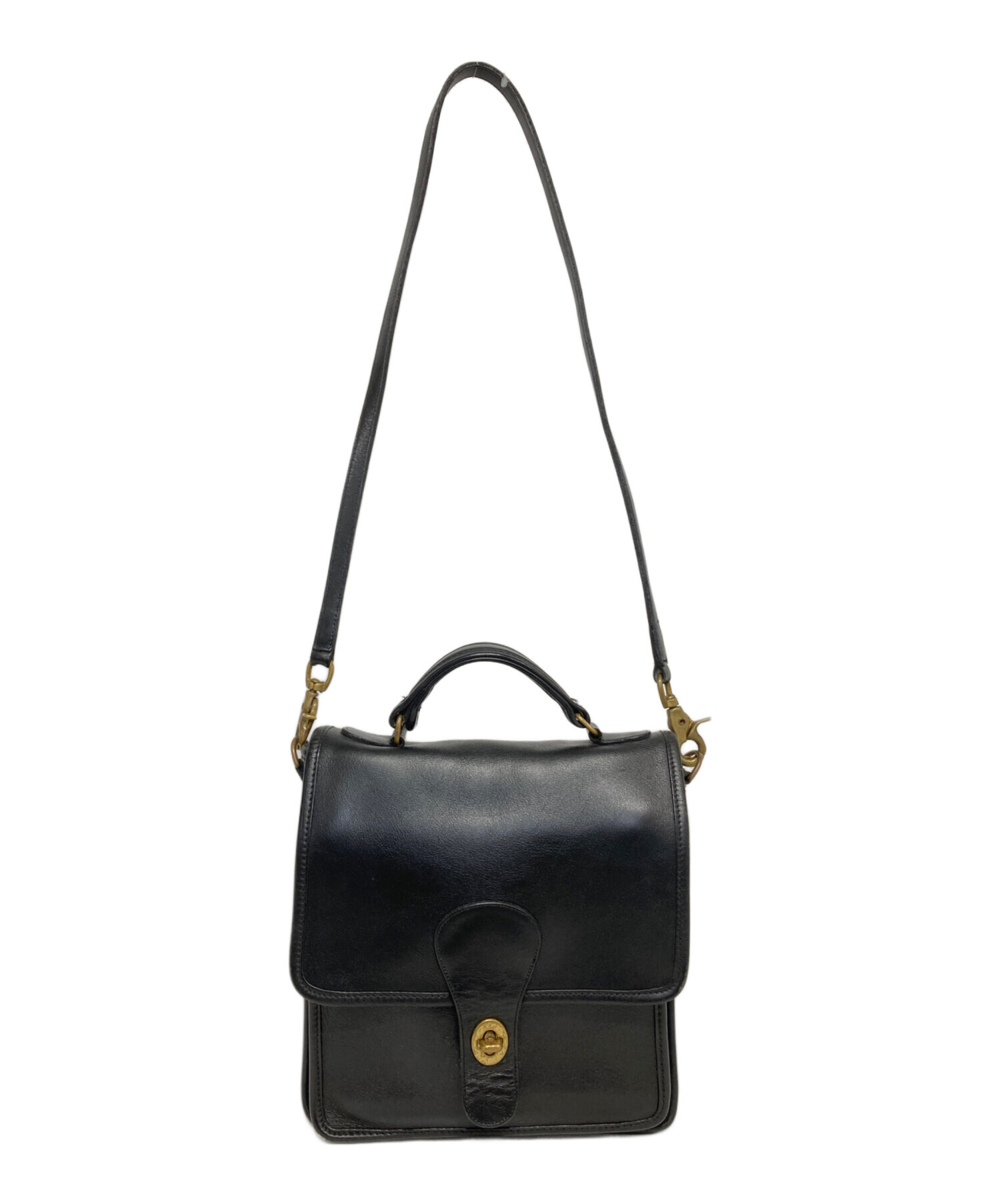 中古・古着通販】COACH (コーチ) レザーショルダーバッグ ブラック