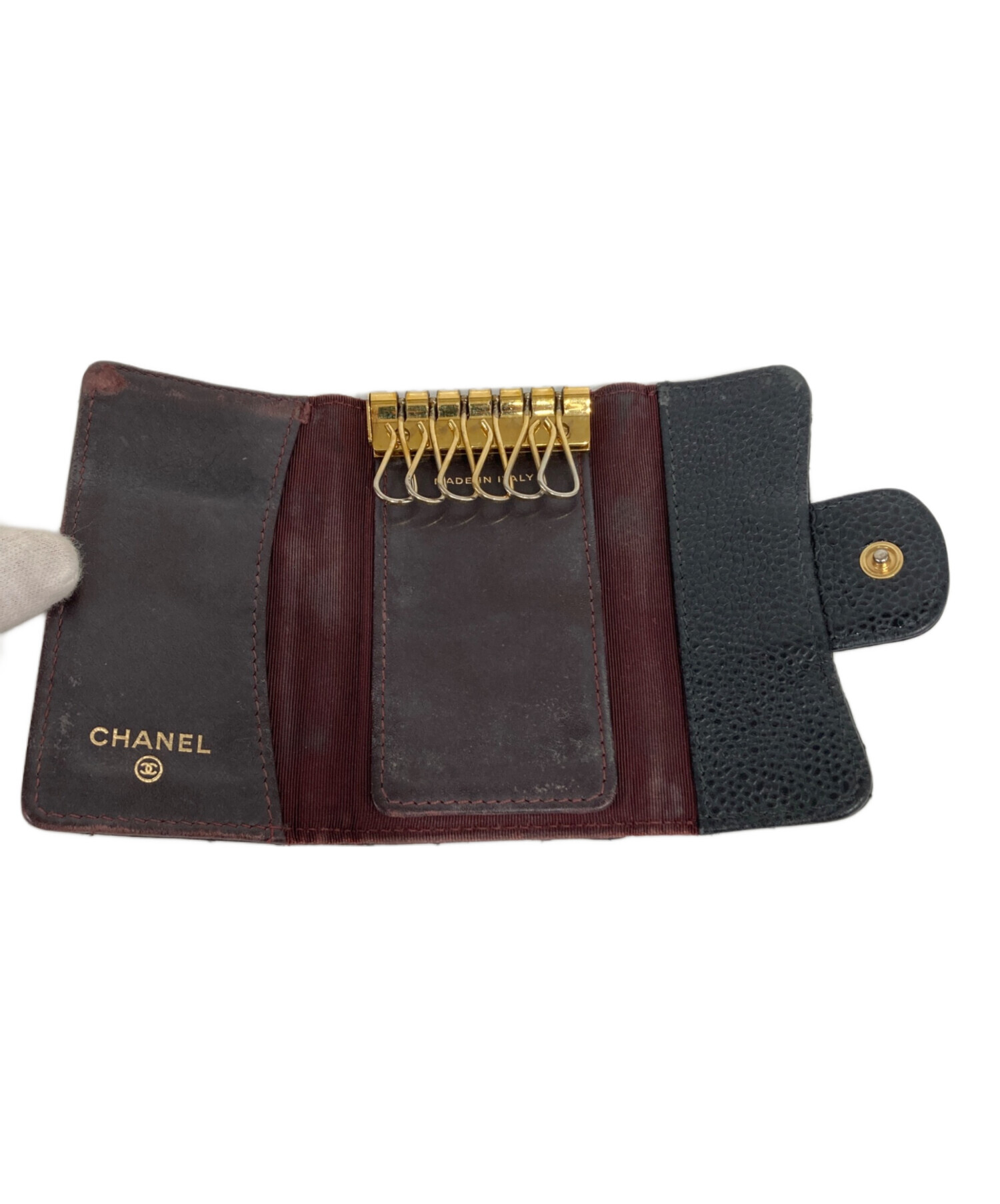 CHANEL マトラッセ キーケース ブラックノベルティ 中古・古着通販】CHANEL (シャネル) マトラッセキーケース ブラック