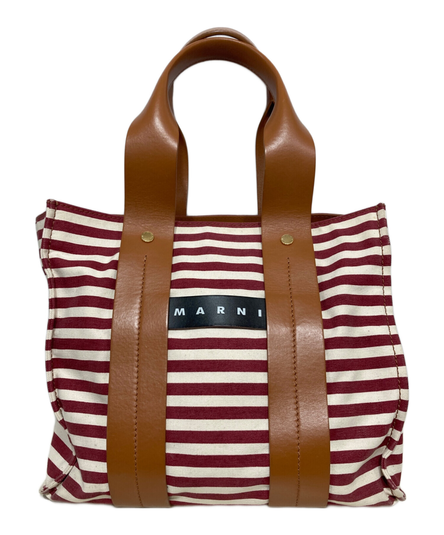 中古・古着通販】MARNI (マルニ) ボーダーキャンバストートバッグ 