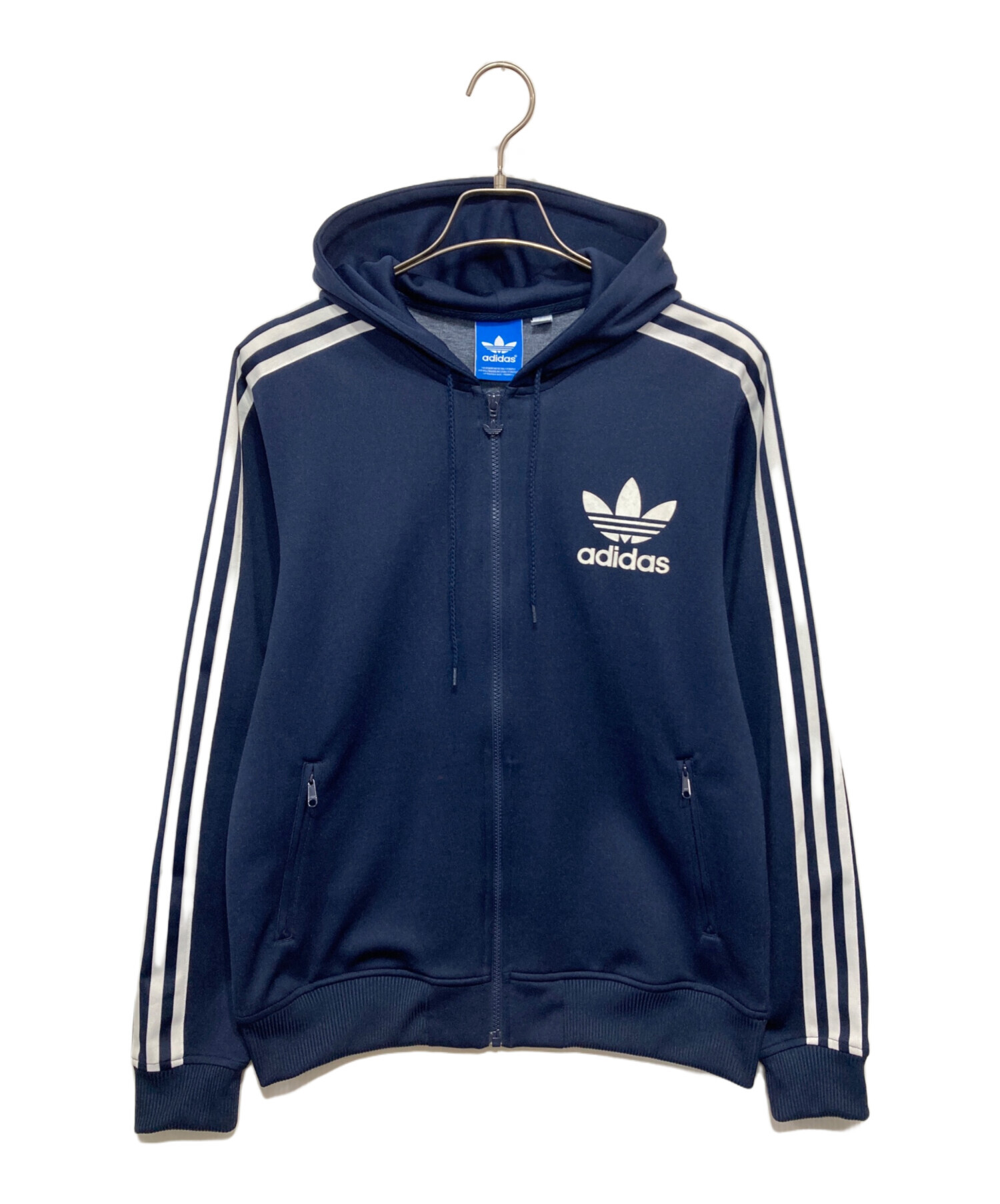アディダスネイビー紺ジップアップパーカ万国タグ 中古・古着通販】adidas (アディダス) ジップパーカー ネイビー サイズ