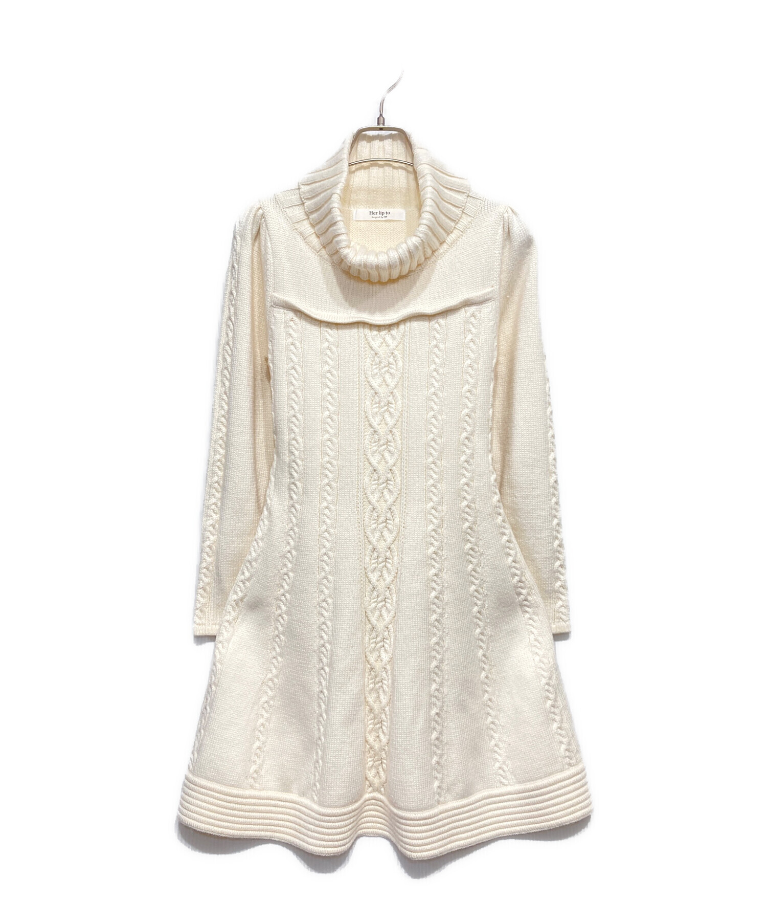 Herlipto Clara Cable Knit Dress Mサイズ 美品 中古・古着通販】Her lip to (ハーリップトゥ) Clara Cable Knit Dress