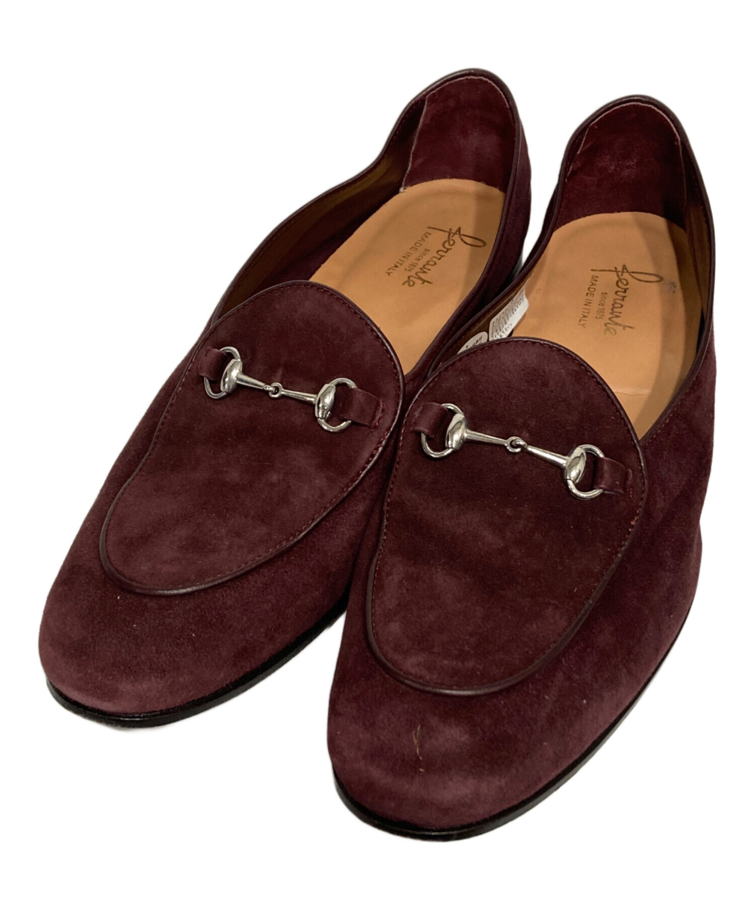 フェランテ　ferrante スエード　キルトモンク　ワインレッド 中古・古着通販】FERRANTE (フェランテ) スウェードビットローファー