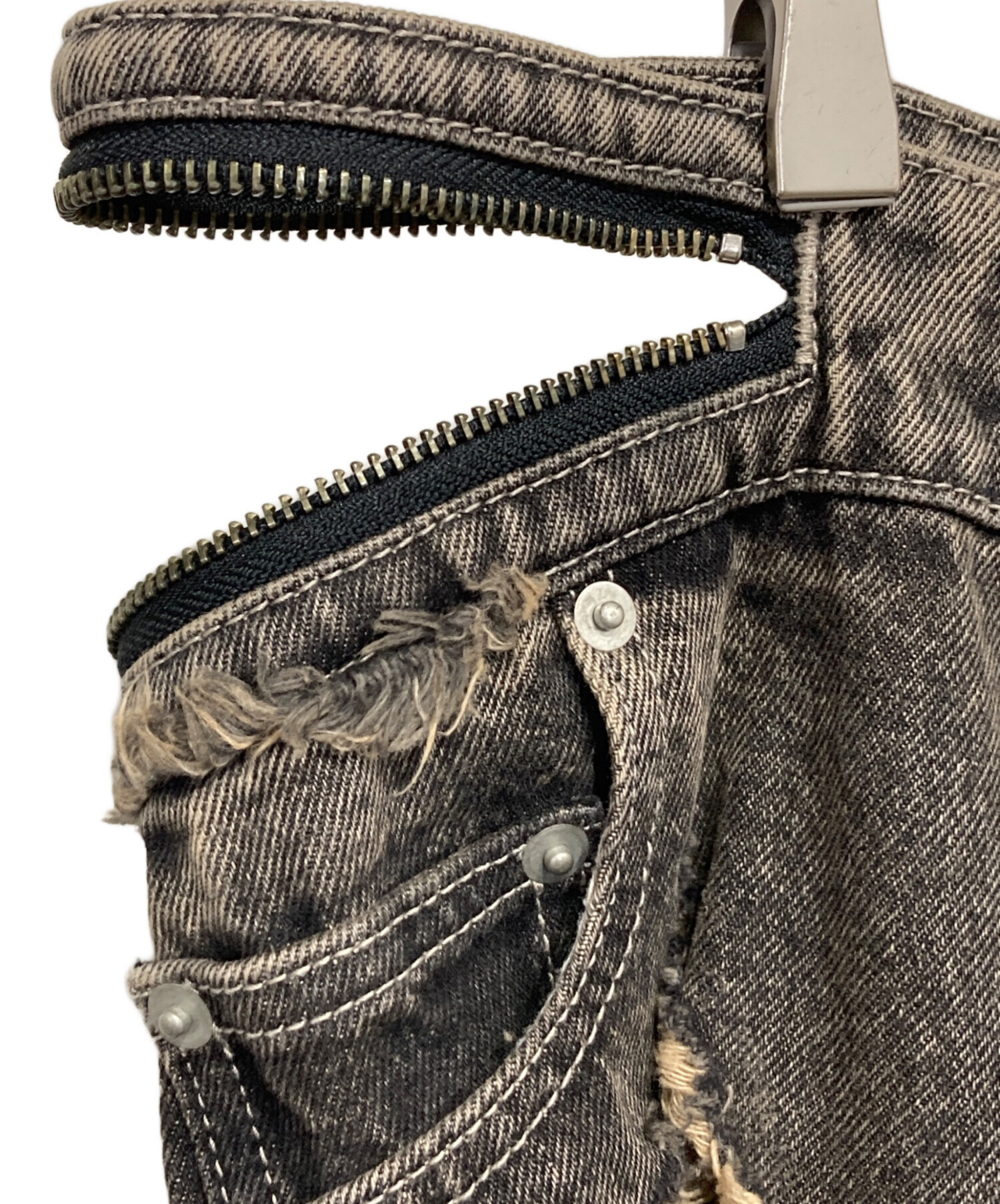 中古・古着通販】jose moon (ジョゼムーン) ZIP DAMAGE DENIM BROWN