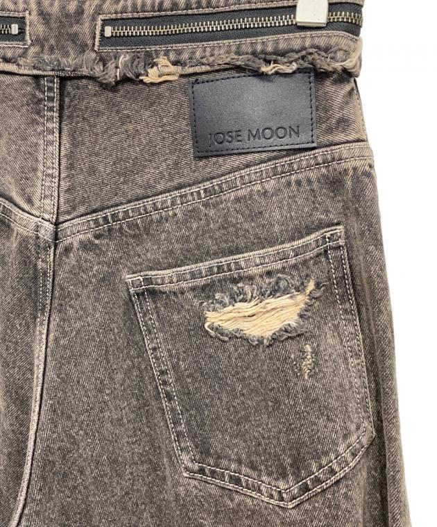 中古・古着通販】jose moon (ジョゼムーン) ZIP DAMAGE DENIM BROWN