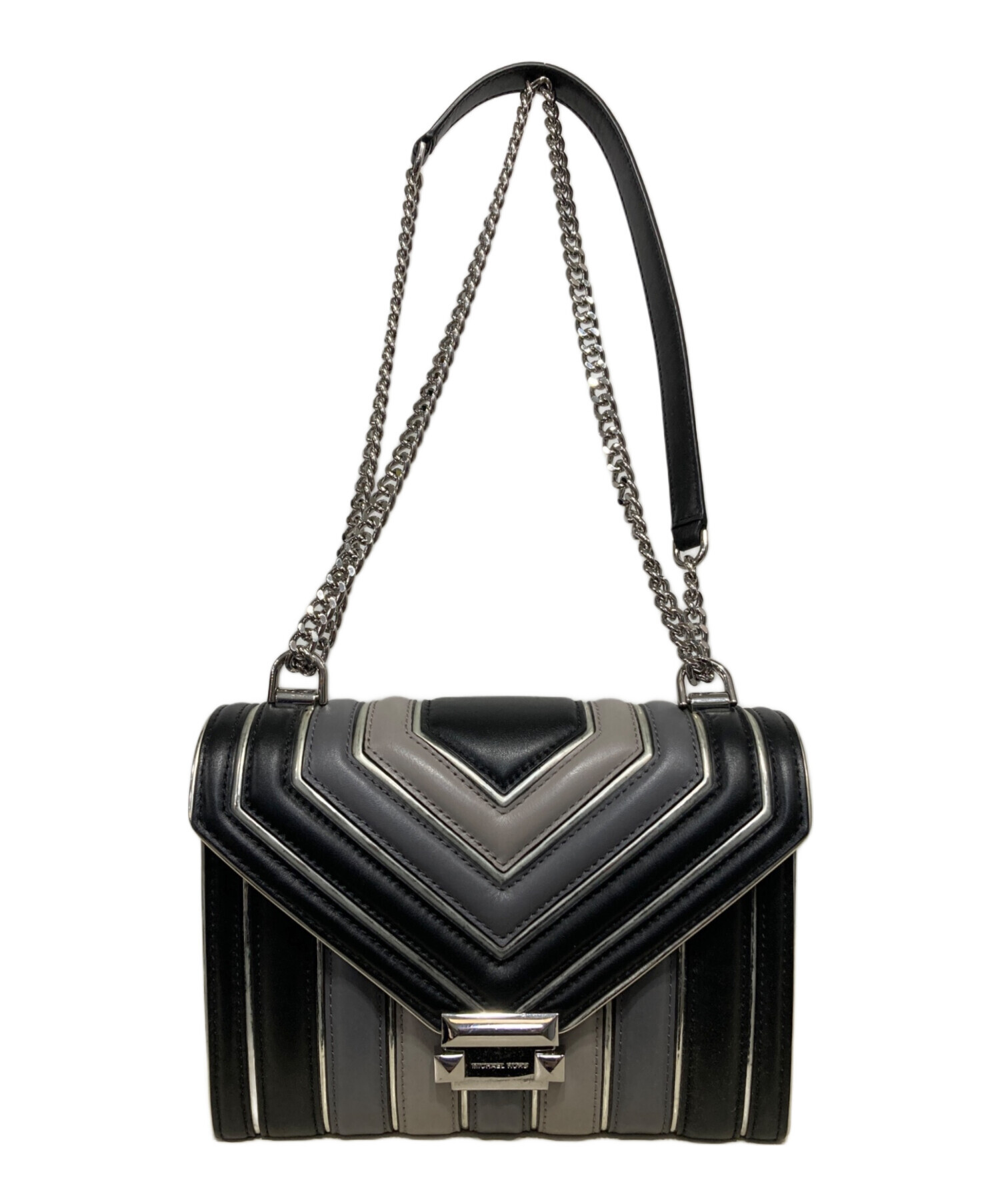 極美品✨ マイケルコース ショルダーバッグ チェーン ブラック グレー 中古・古着通販】MICHAEL KORS (マイケルコース) チェーンショルダー