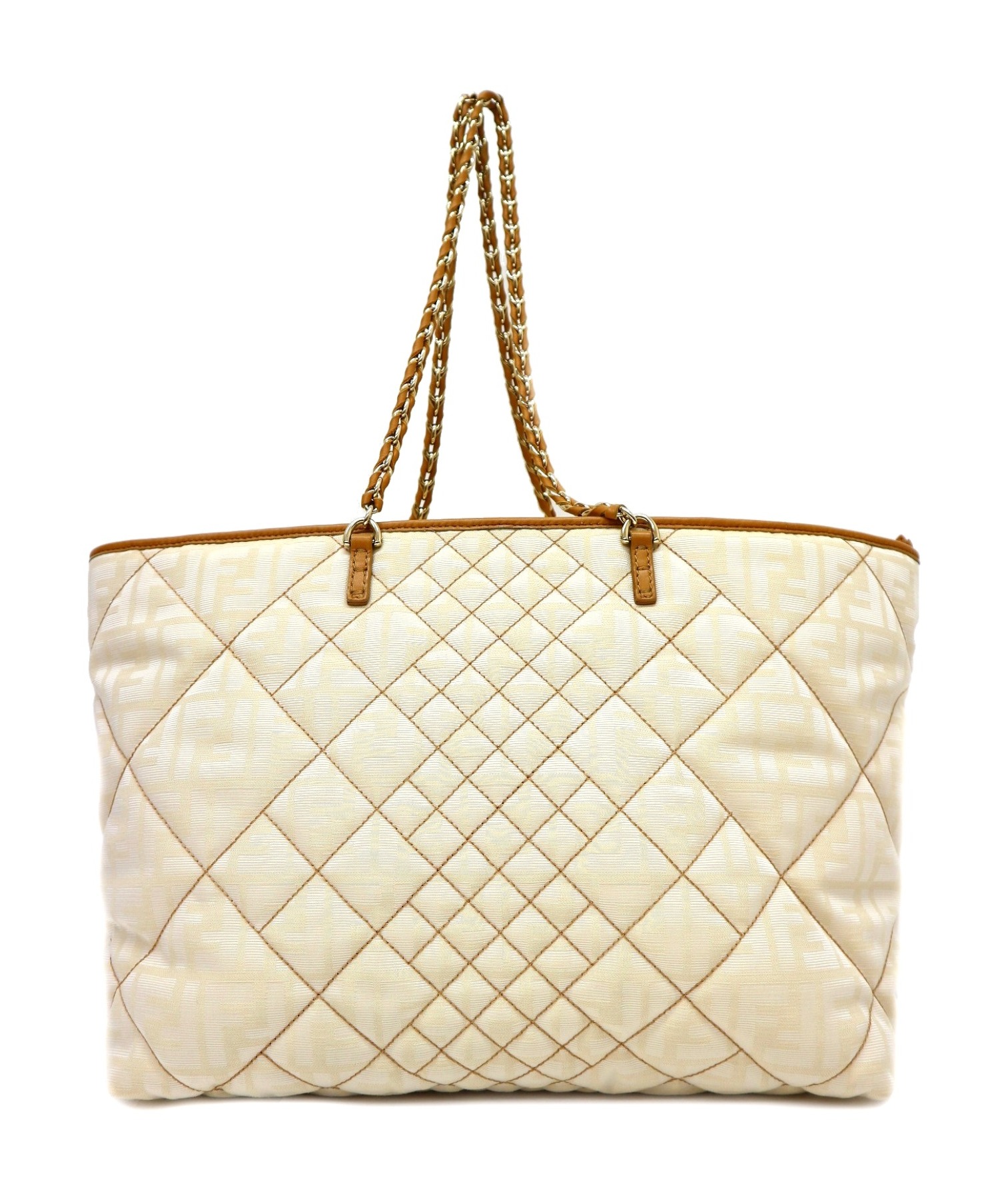 コ*ー様 フェンディ ズッカ　キルティング トートバッグ ショルダー　ゴールドチ 中古・古着通販】FENDI (フェンディ) ズッカ柄キルティングトート