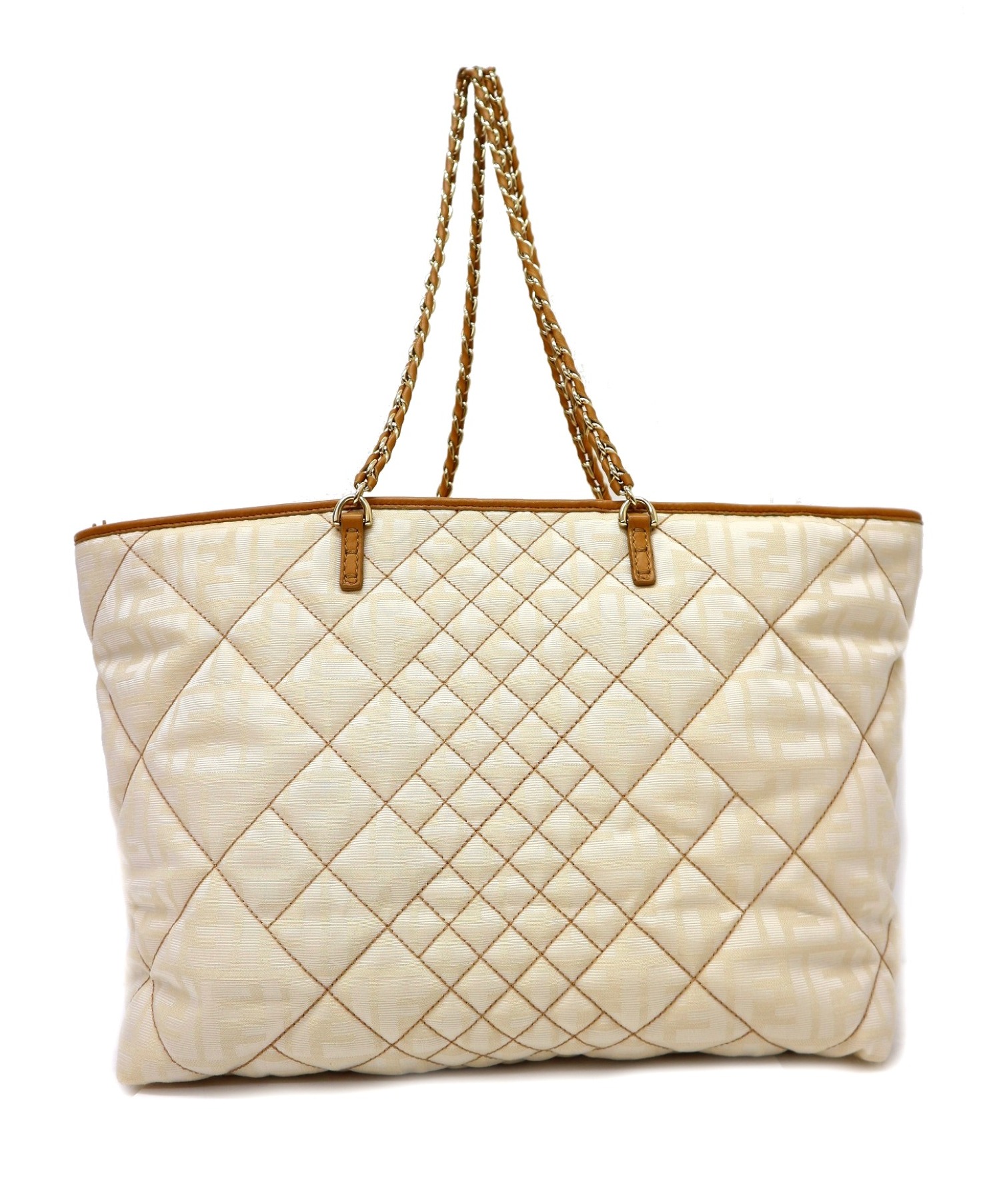 FENDI ズッカ柄 キルティング トートバッグ 中古・古着通販】FENDI (フェンディ) ズッカ柄キルティングトート