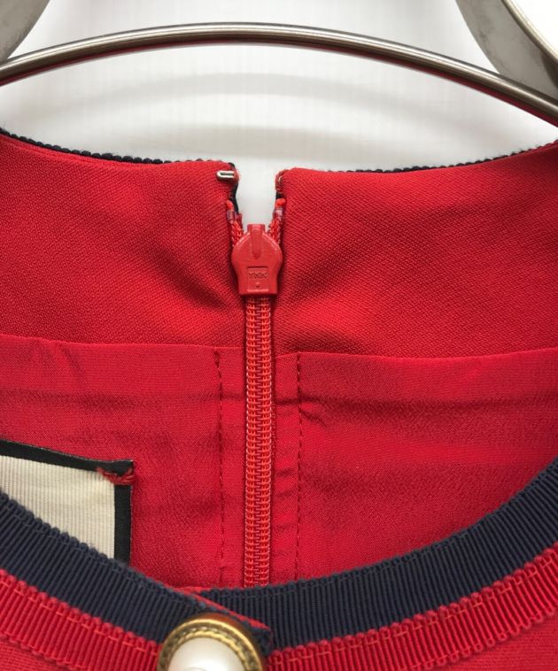 中古・古着通販】GUCCI (グッチ) 半袖ワンピース レッド サイズ:40