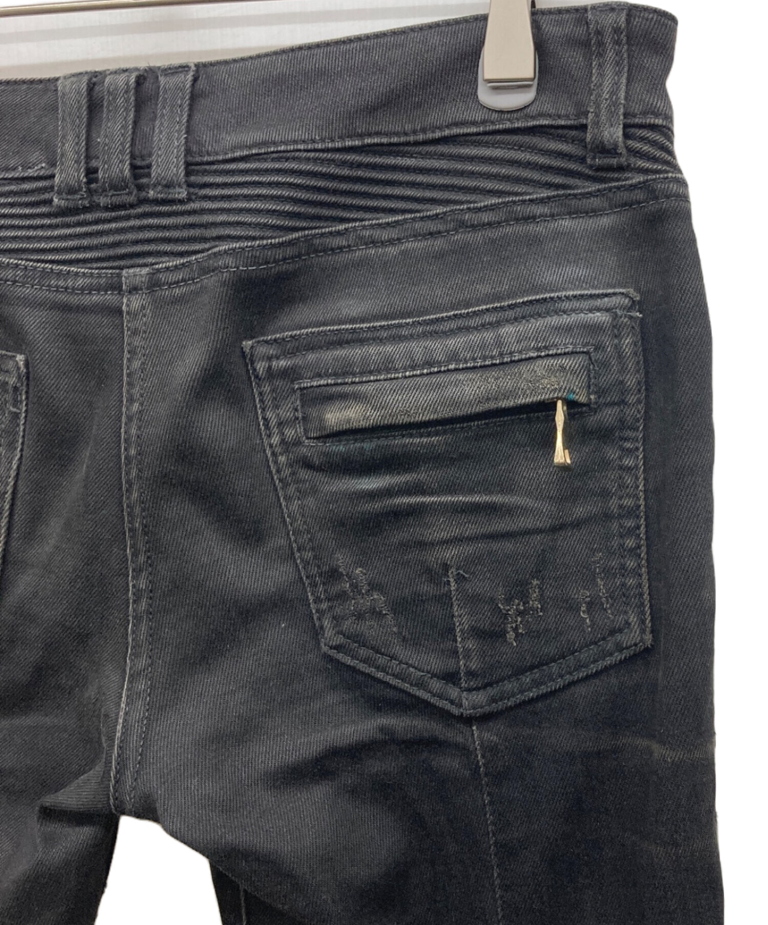 中古・古着通販】BALMAIN (バルマン) デストロイバイカーデニム