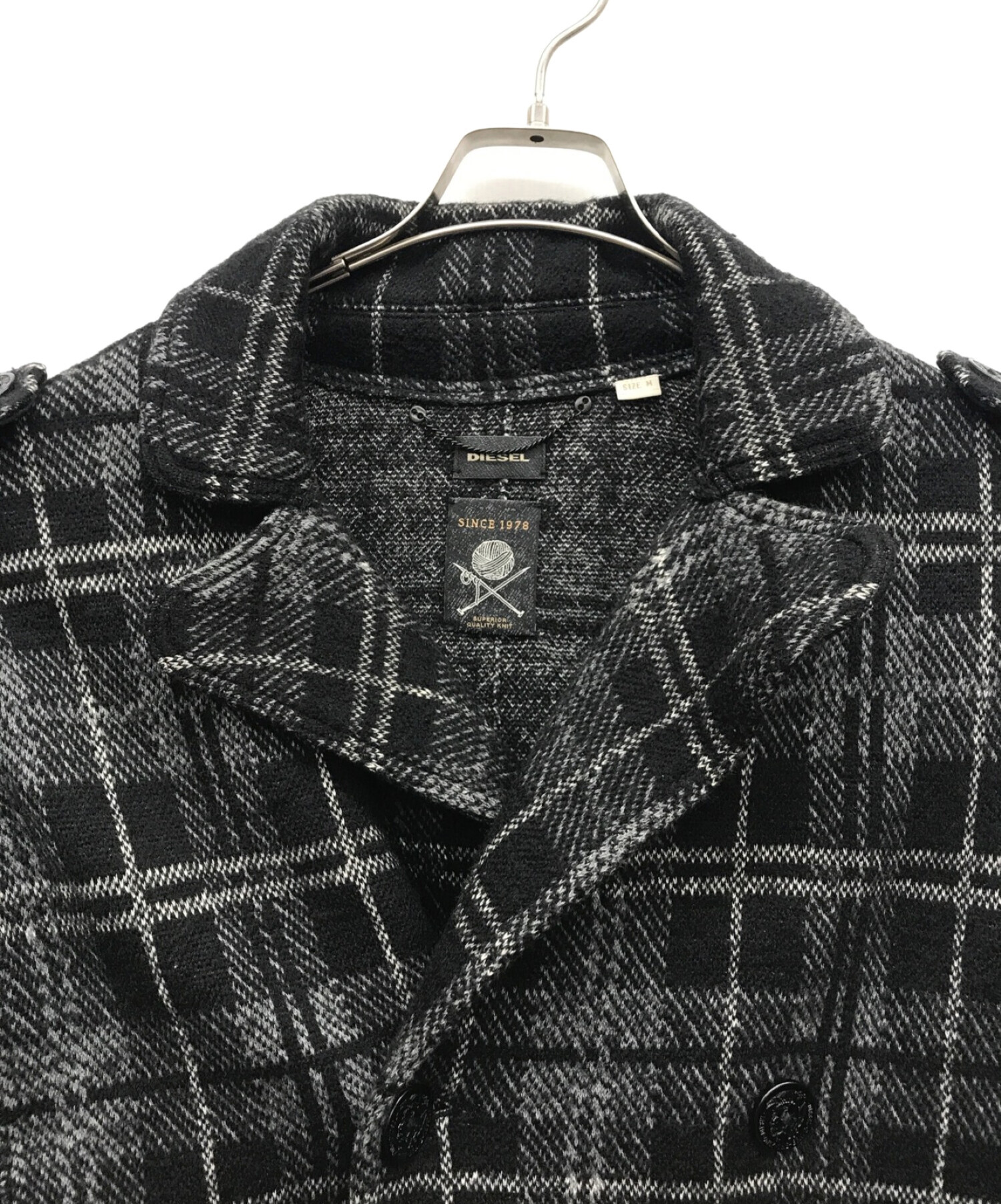 中古・古着通販】DIESEL (ディーゼル) チェックPコート ブラック
