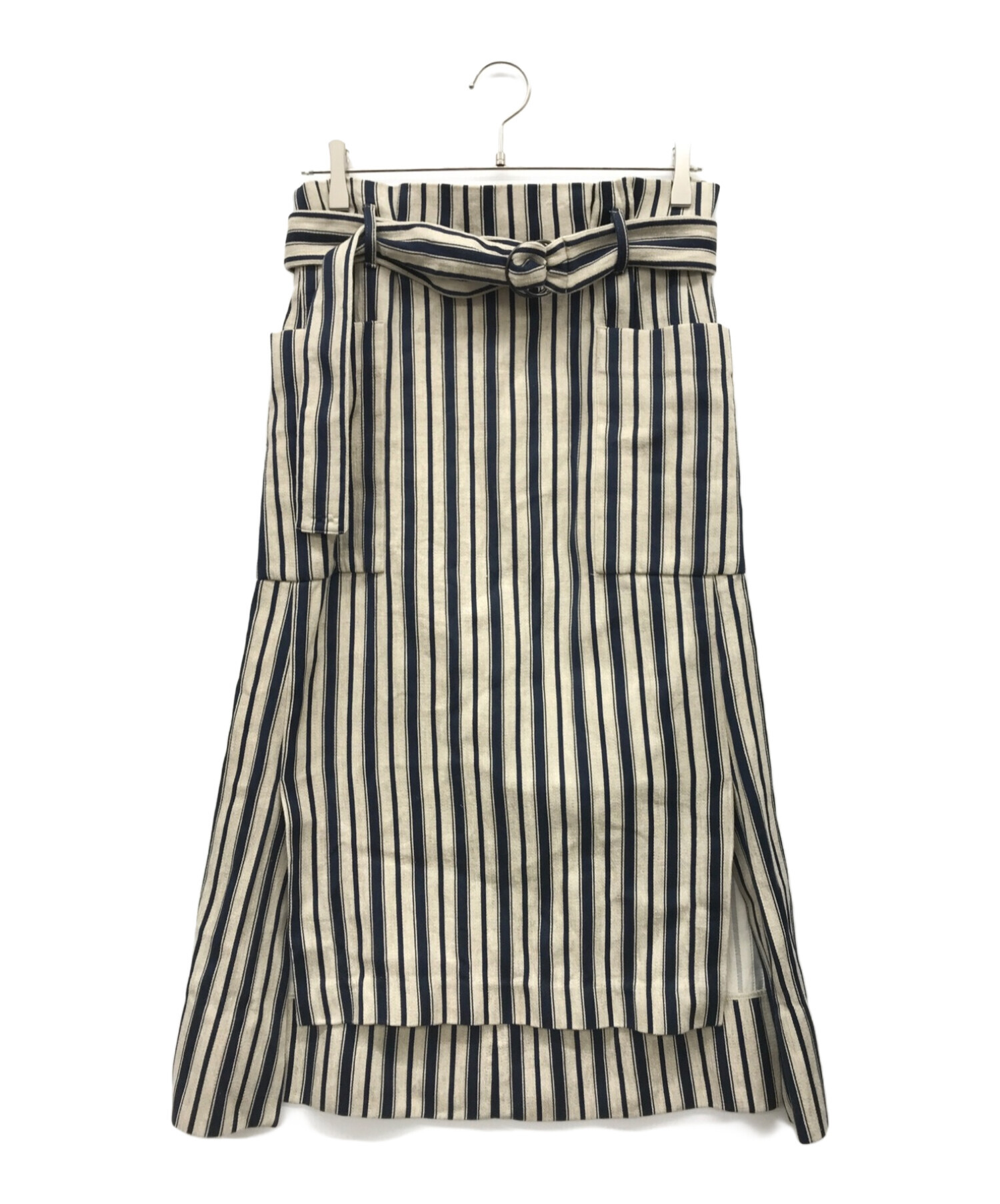 エブール ebure リネン ストライプ スカート ロング マキシ丈 フレア