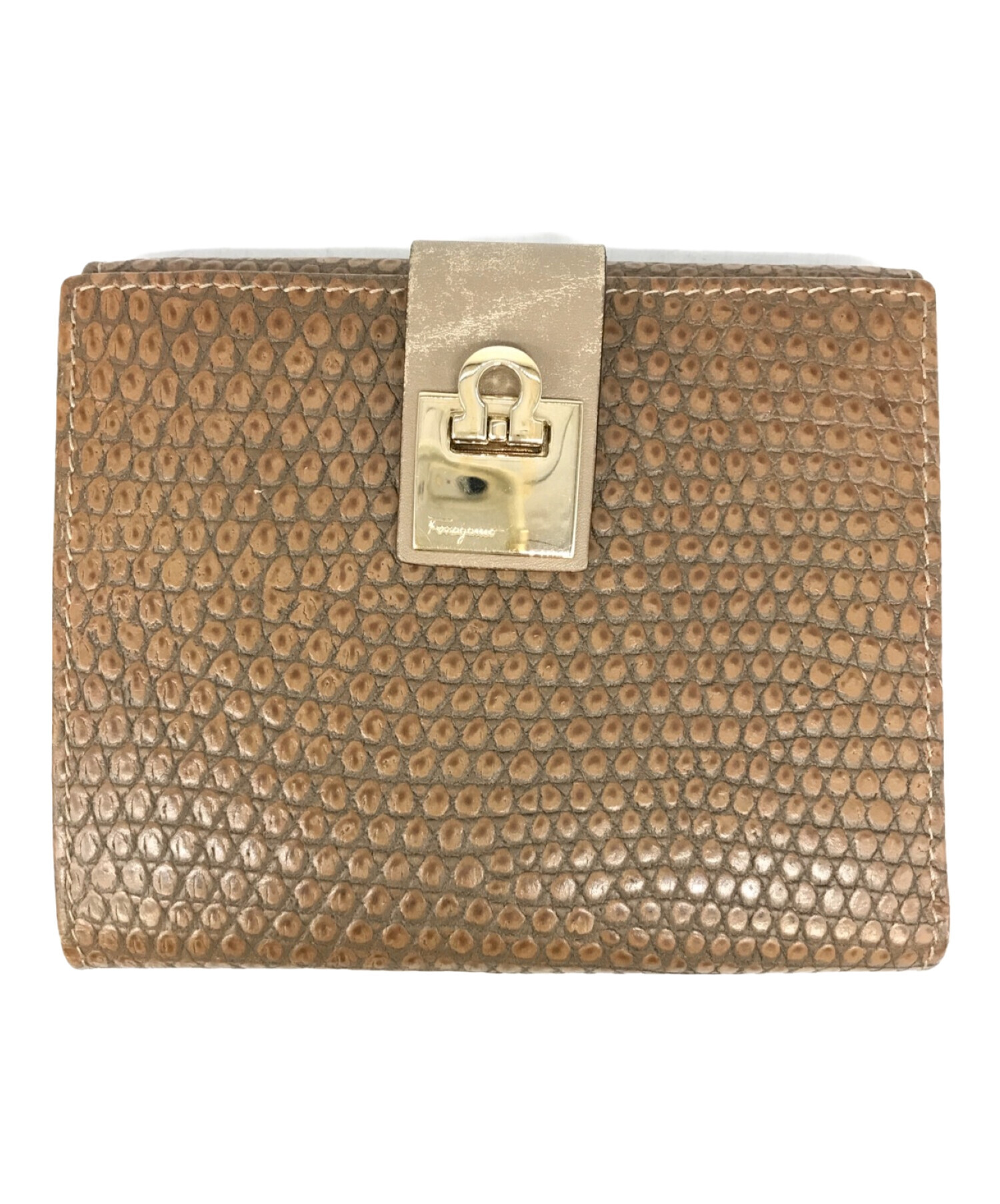 Ferragamo✨】二つ折り財布 ベージュ FERRAGAMO 並行輸入 フェラガモ 2