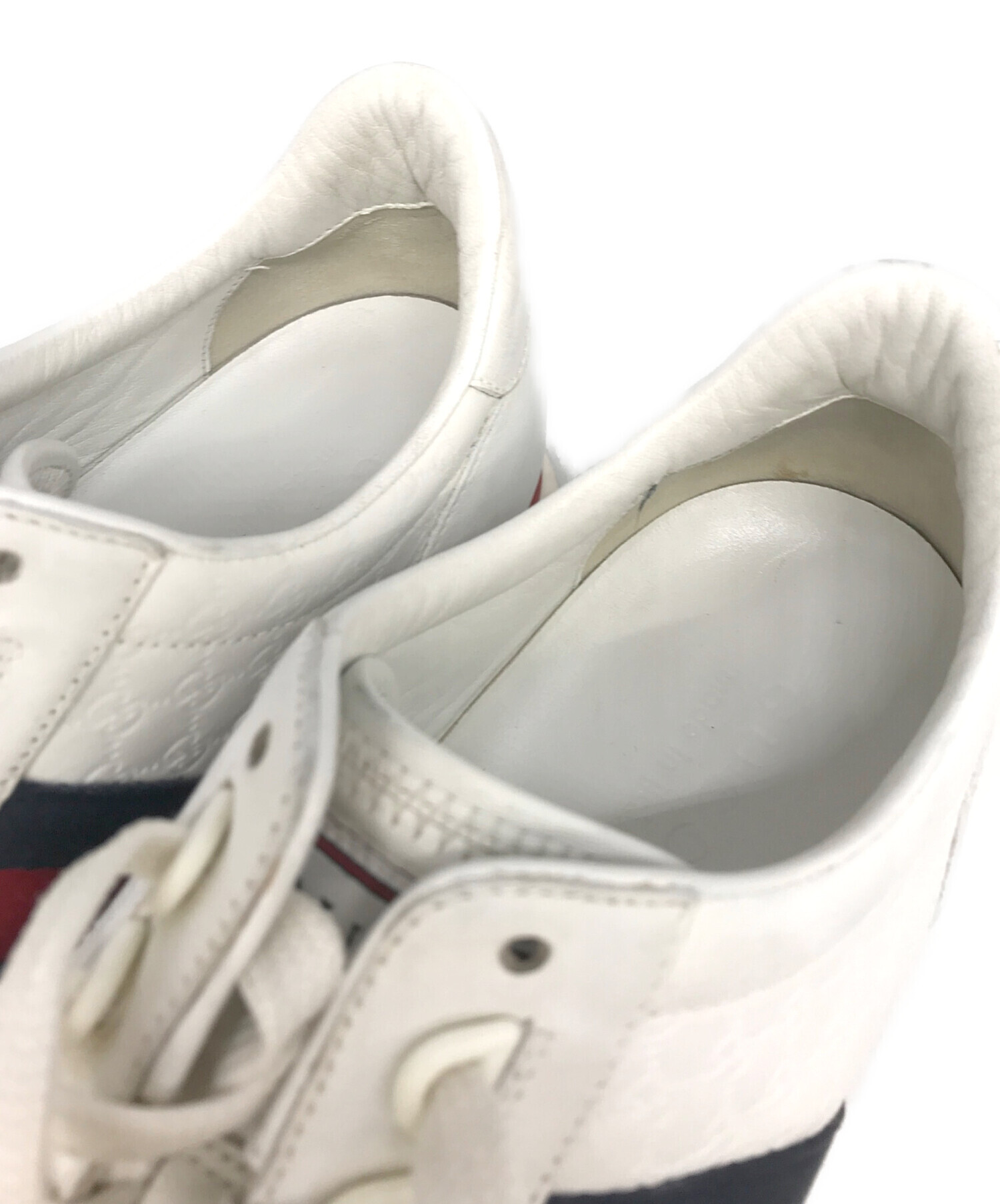 中古・古着通販】GUCCI (グッチ) レザースニーカー ホワイト サイズ:8