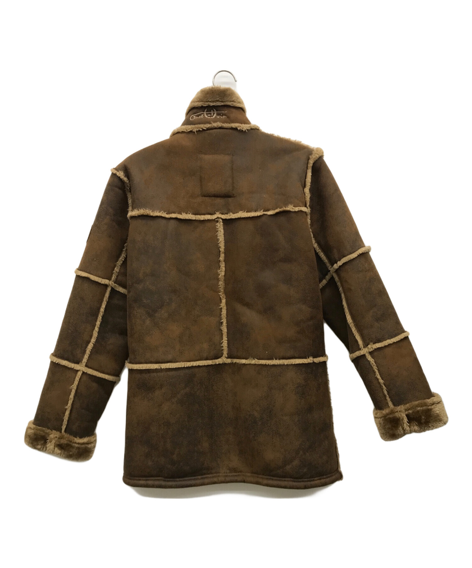 フランス発☆Just Win/メンズコート/超防寒ムートンジャケット☆ボア付/B-3フライトジャケット/ダークブラウンXXL.