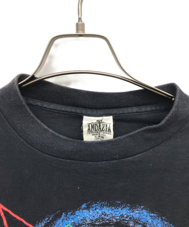 中古・古着通販】ANDAZIA (アンダジア) プリントTシャツ ブラック