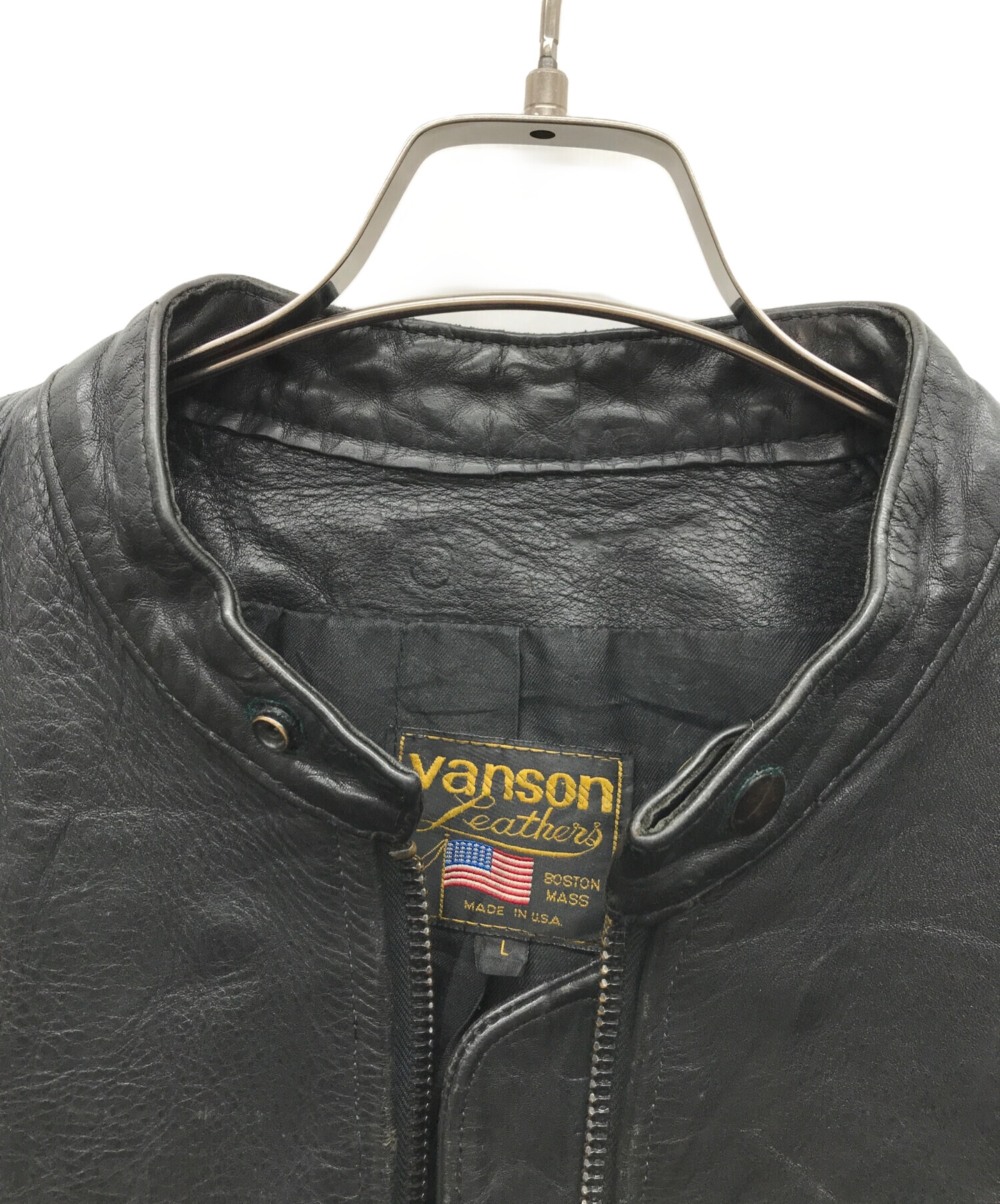中古・古着通販】VANSON (バンソン) レザーベスト ブラック サイズ:L 