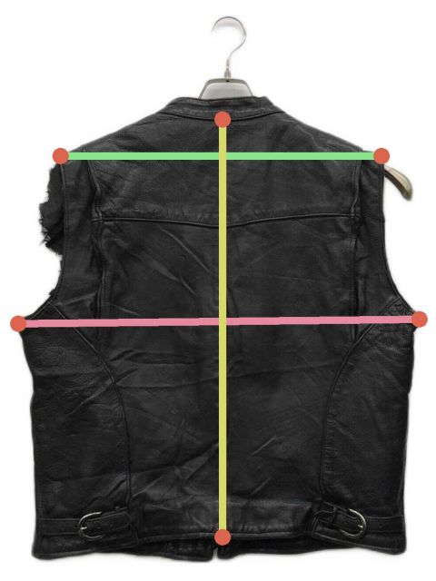 中古・古着通販】VANSON (バンソン) レザーベスト ブラック サイズ:L