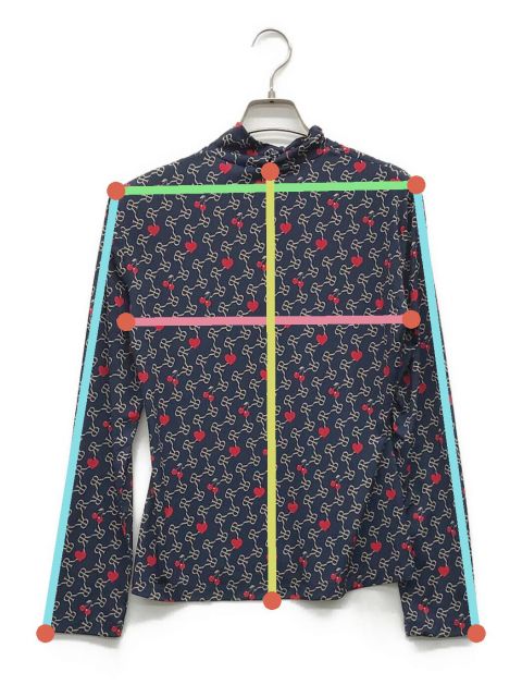rokh ロゴパターン長袖ハイネックシャツ カットソー オリジナルモノグラム柄 中古・古着通販】rokh (ロク) モノグラムロゴトップス ネイビー サイズ