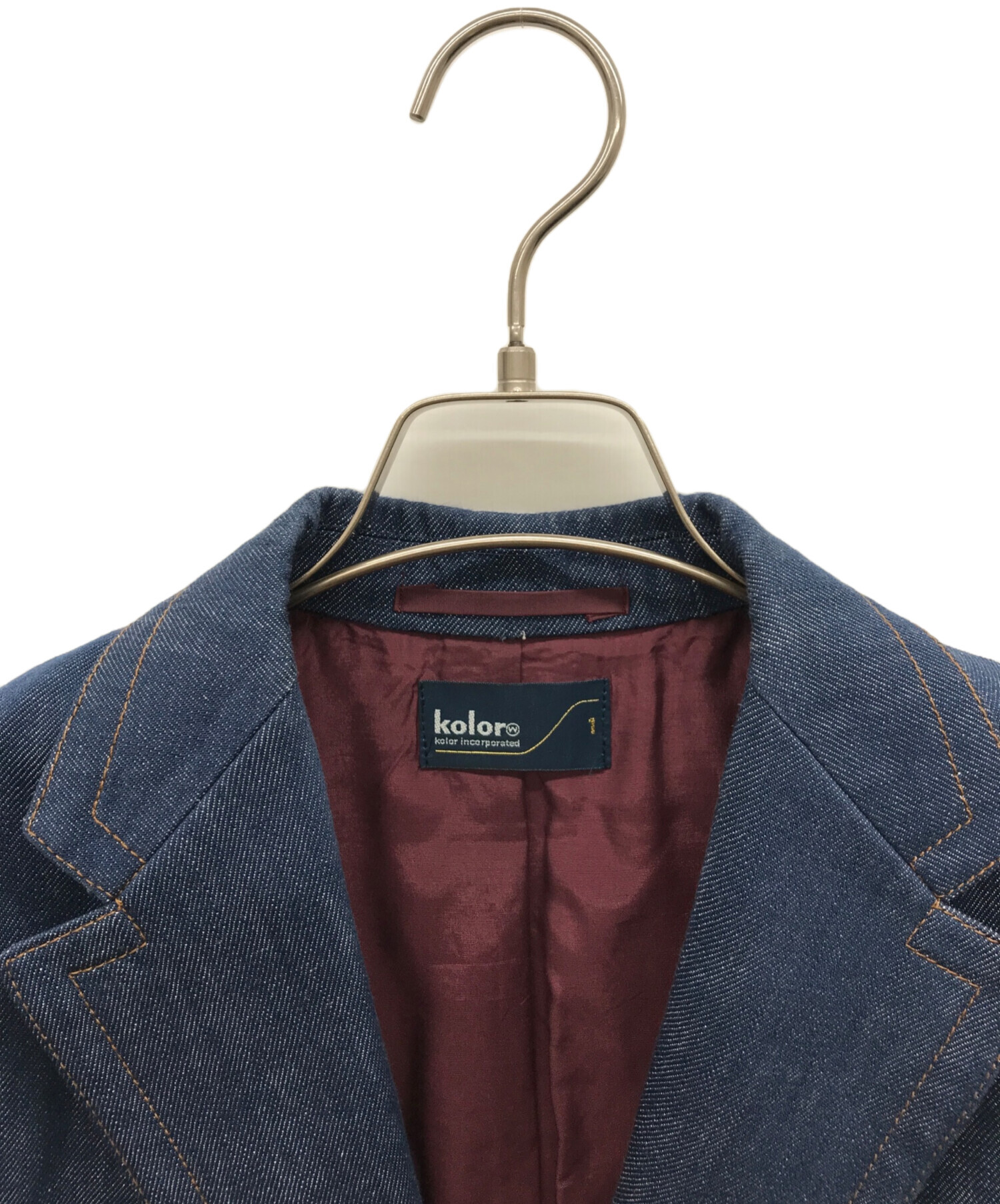 kolor カラー デニムテーラードジャケット 中古・古着通販】KOLOR (カラー) デザインデニムジャケット インディゴ