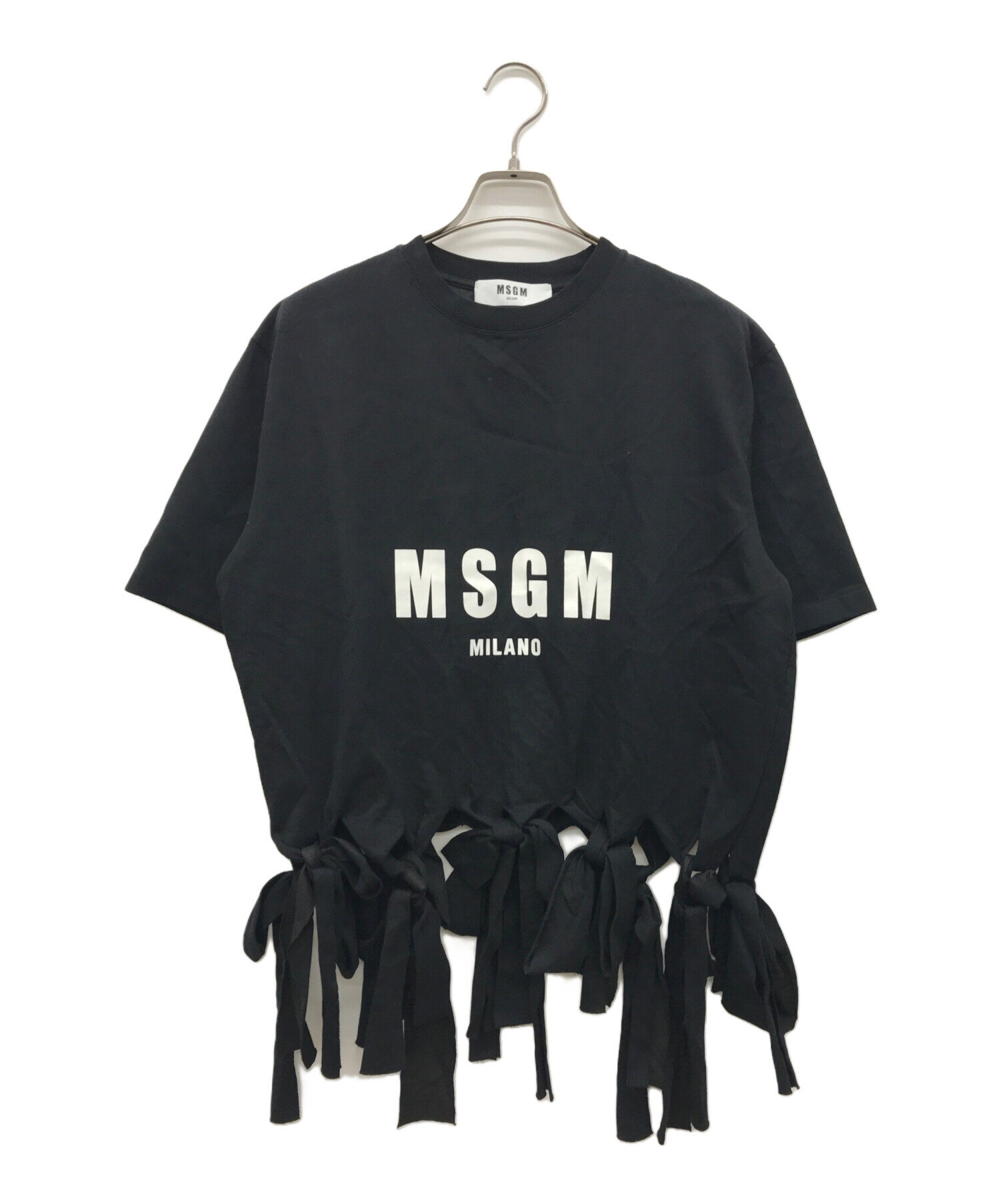 中古・古着通販】MSGM (エムエスジーエム) ロゴフリンジカットソー 